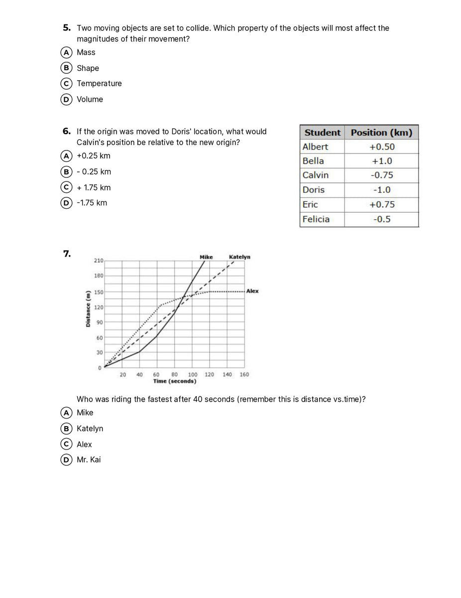 Force And Motion Graphs Quiz Shop