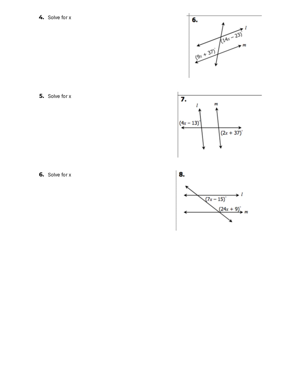 Geometry Angles And Parallel Lines Quiz Shop