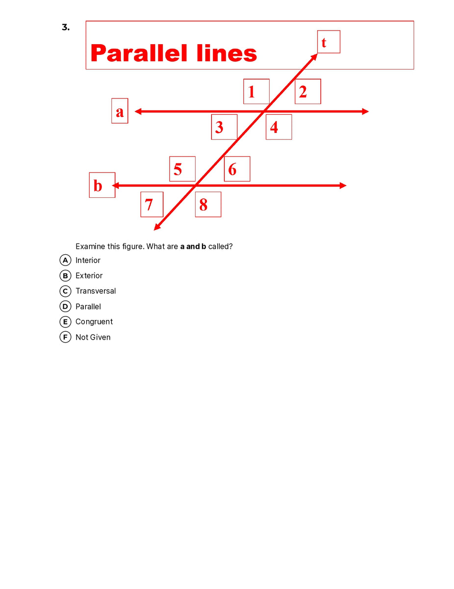 Parallel And Transversal Lines (Angle Measure) – Quiz Shop