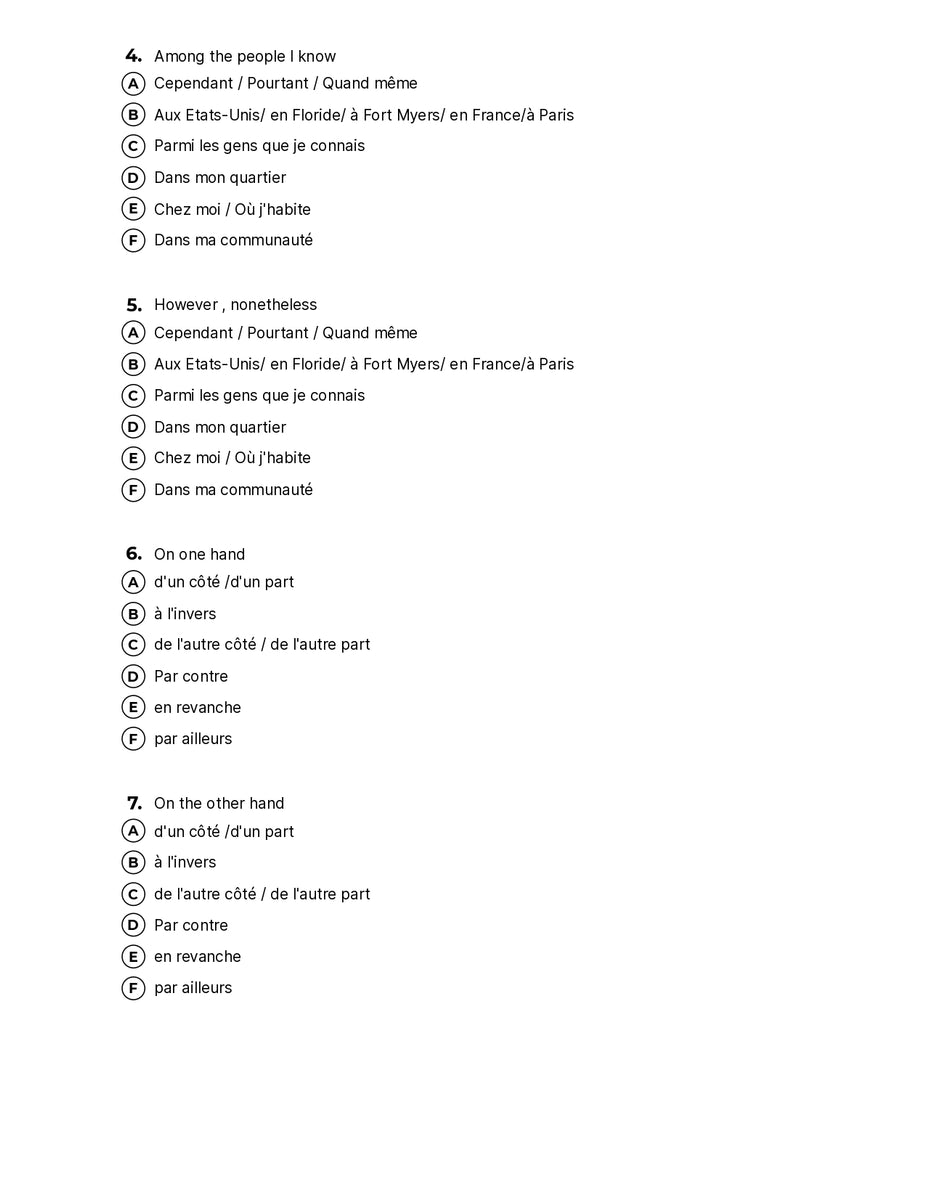 Vocabulary For Ap French Cultural Comparison 1 – Quiz Shop