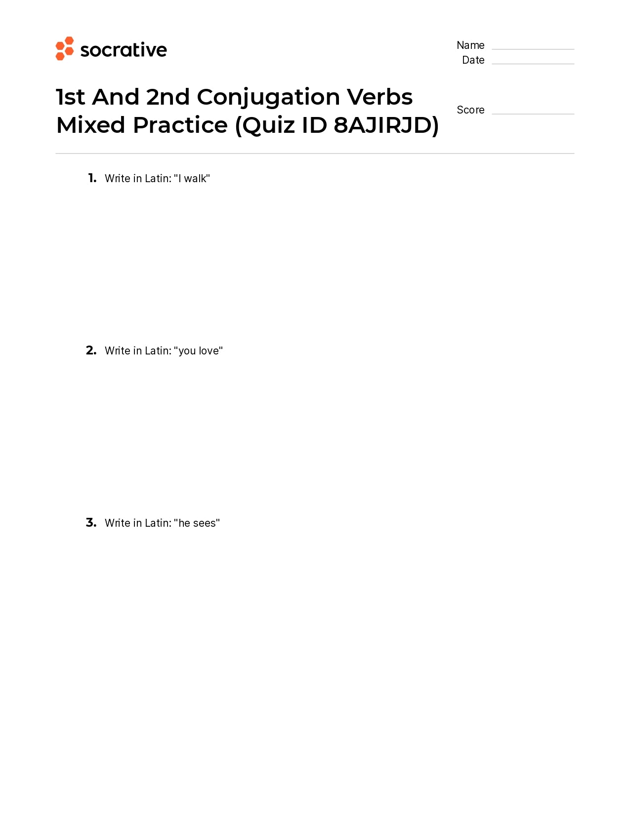 1St And 2Nd Conjugation Verbs Mixed Practice