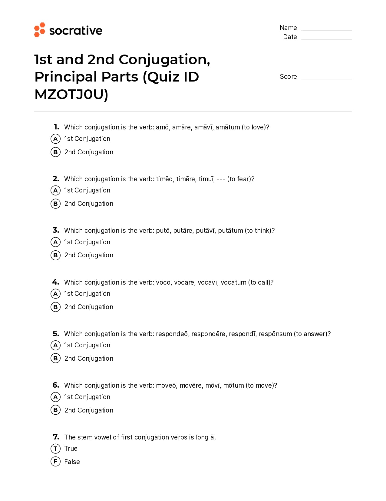 1St And 2Nd Conjugation Principal Parts