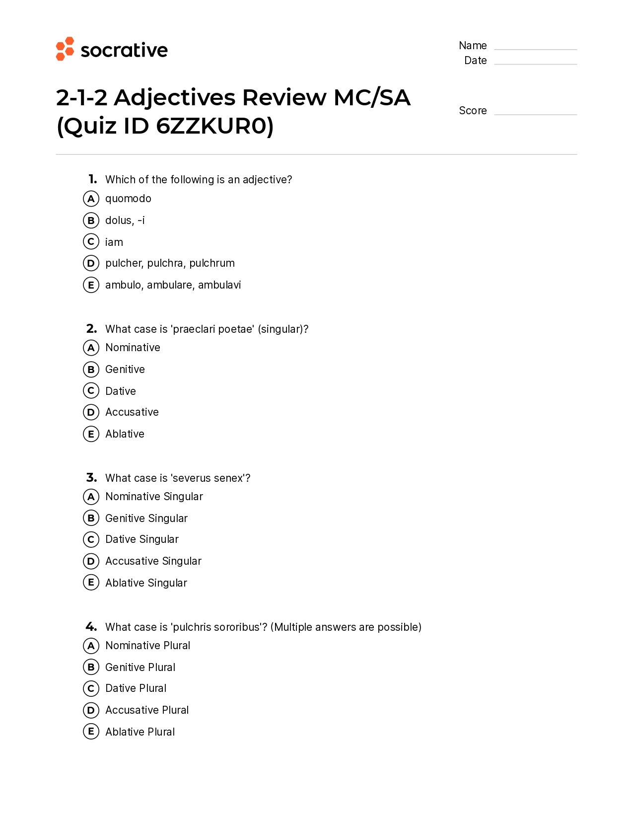 2-1-2 Adjectives Review Mc/Sa