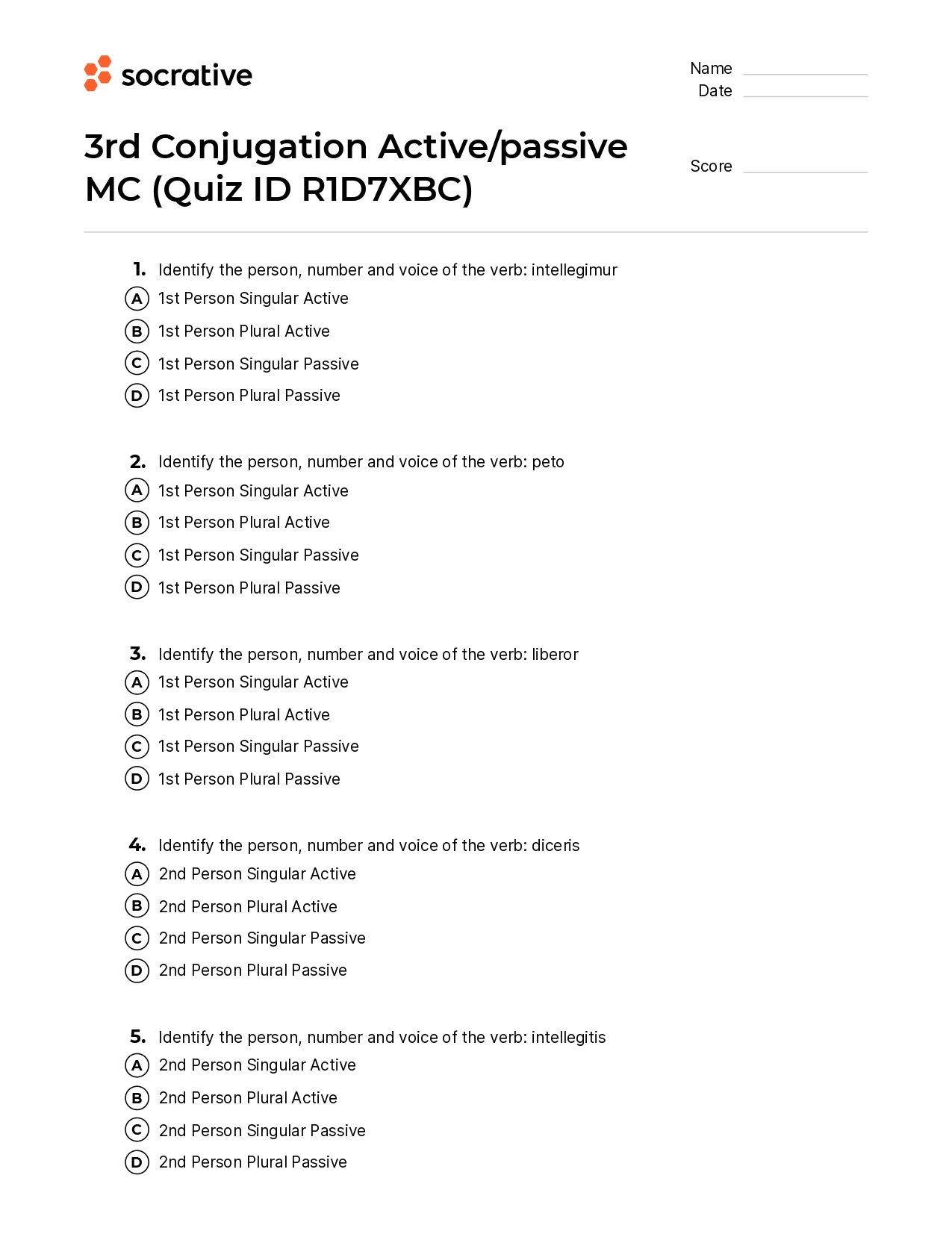 3Rd Conjugation Active/Passive Mc