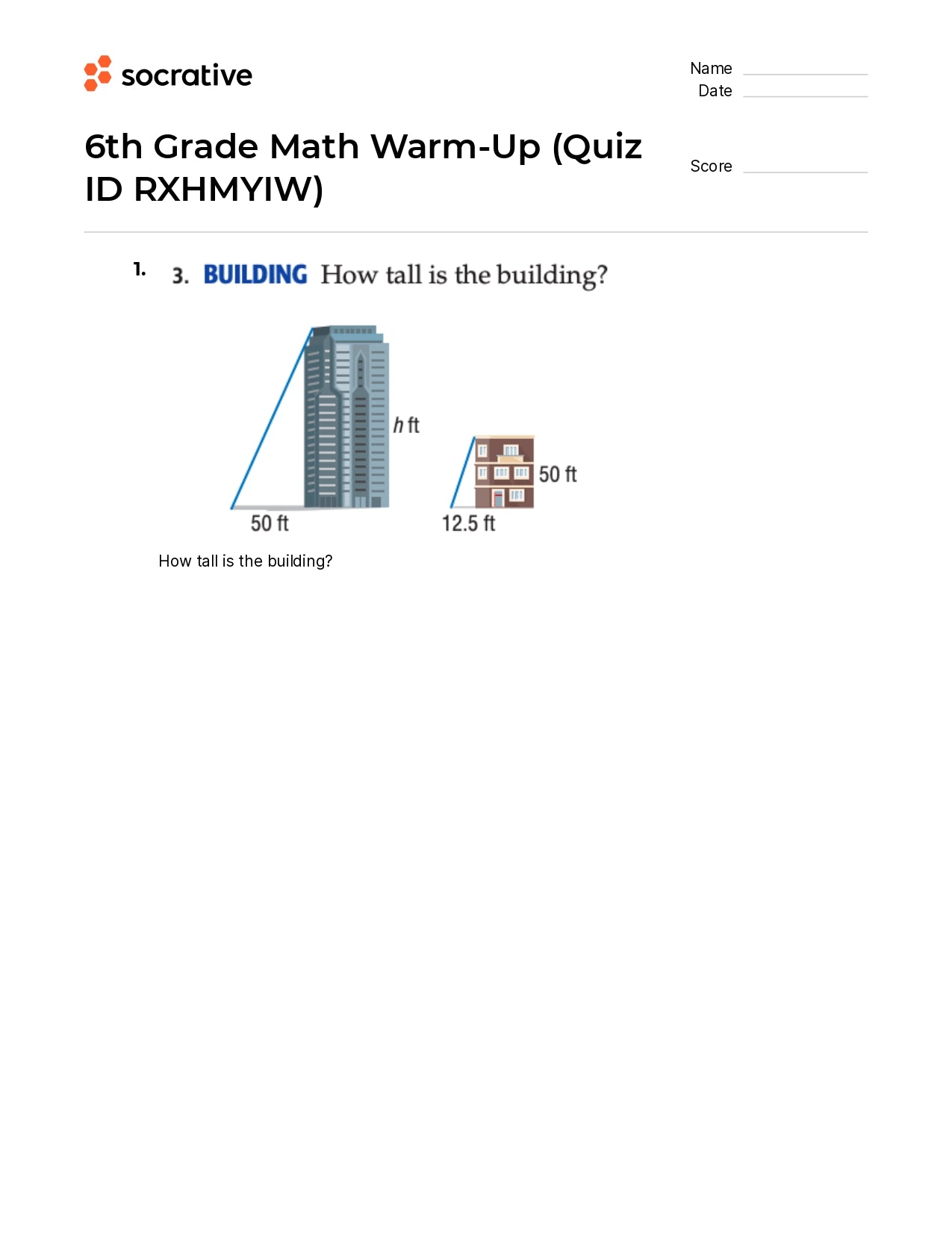6Th Grade Math Warm-Up