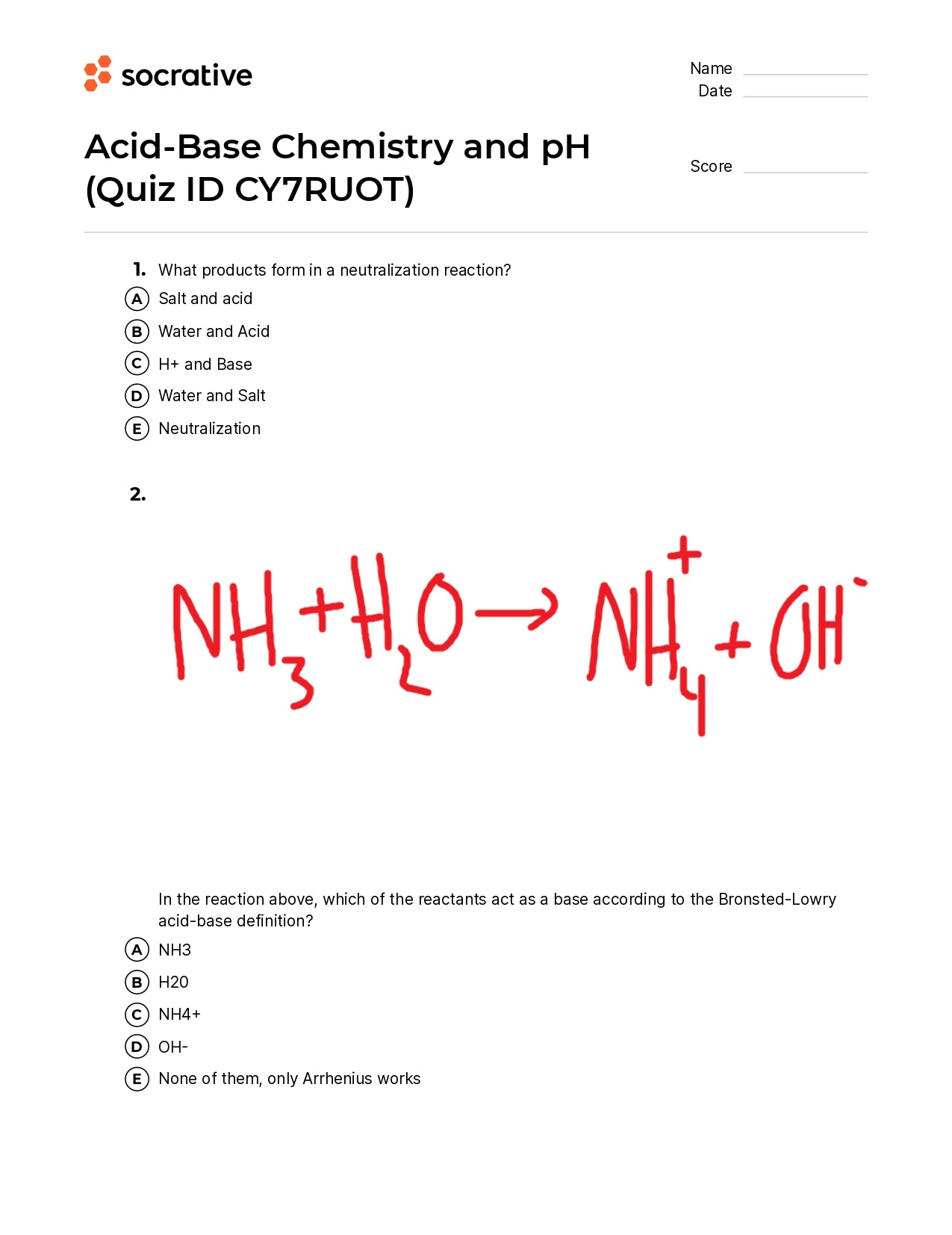 Acid-Base Chemistry And Ph