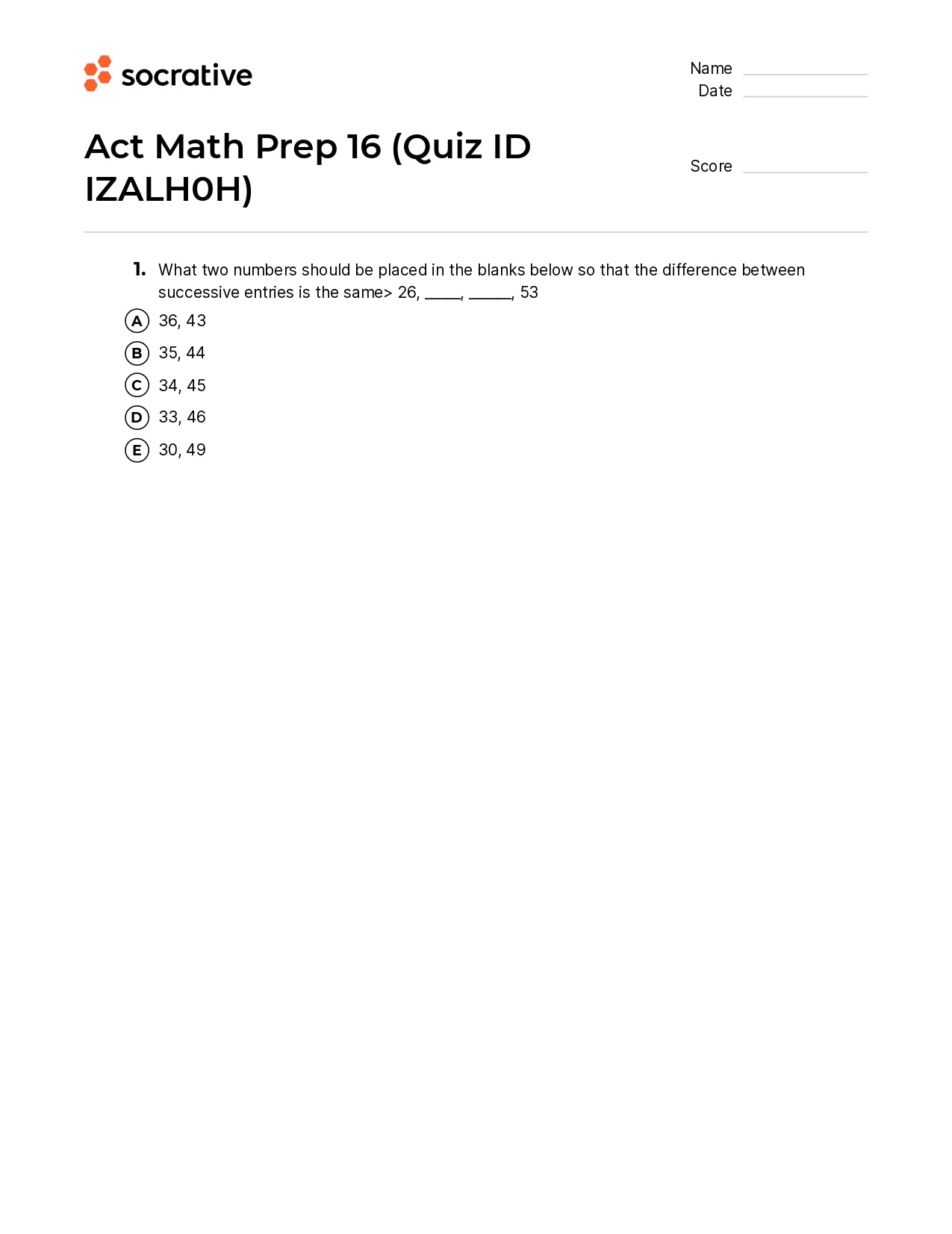 Act Math Prep 16