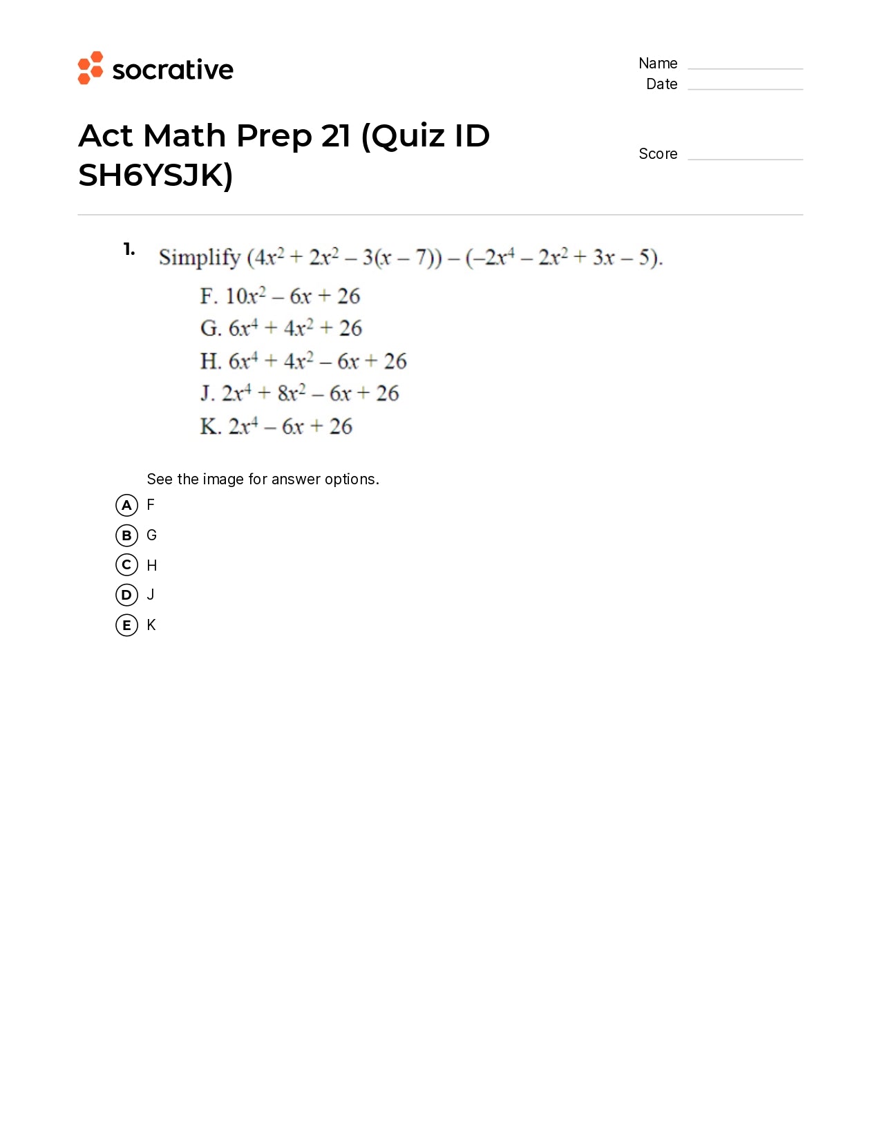 Act Math Prep 21