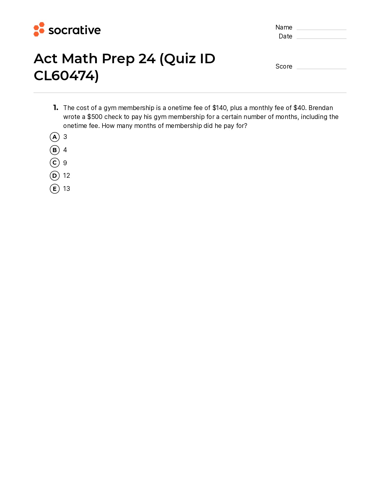 Act Math Prep 24