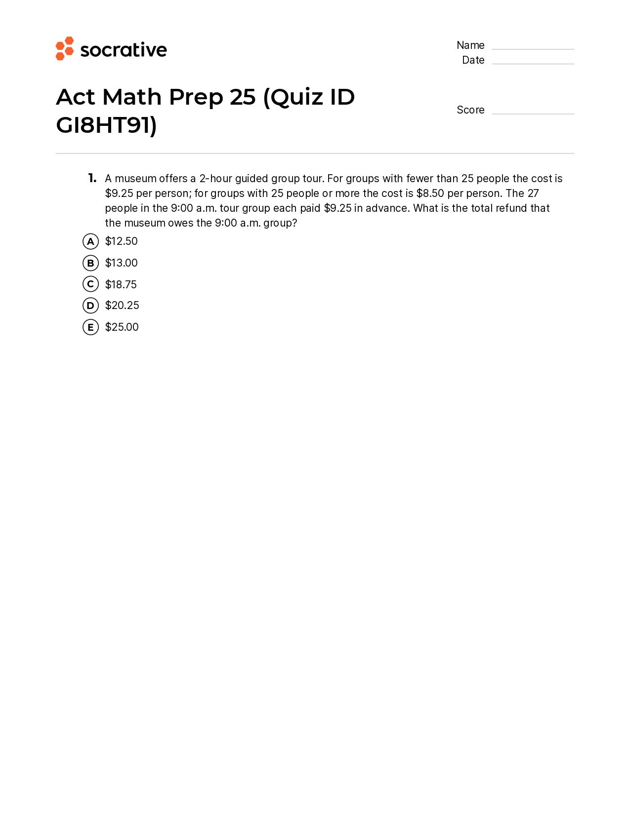 Act Math Prep 25