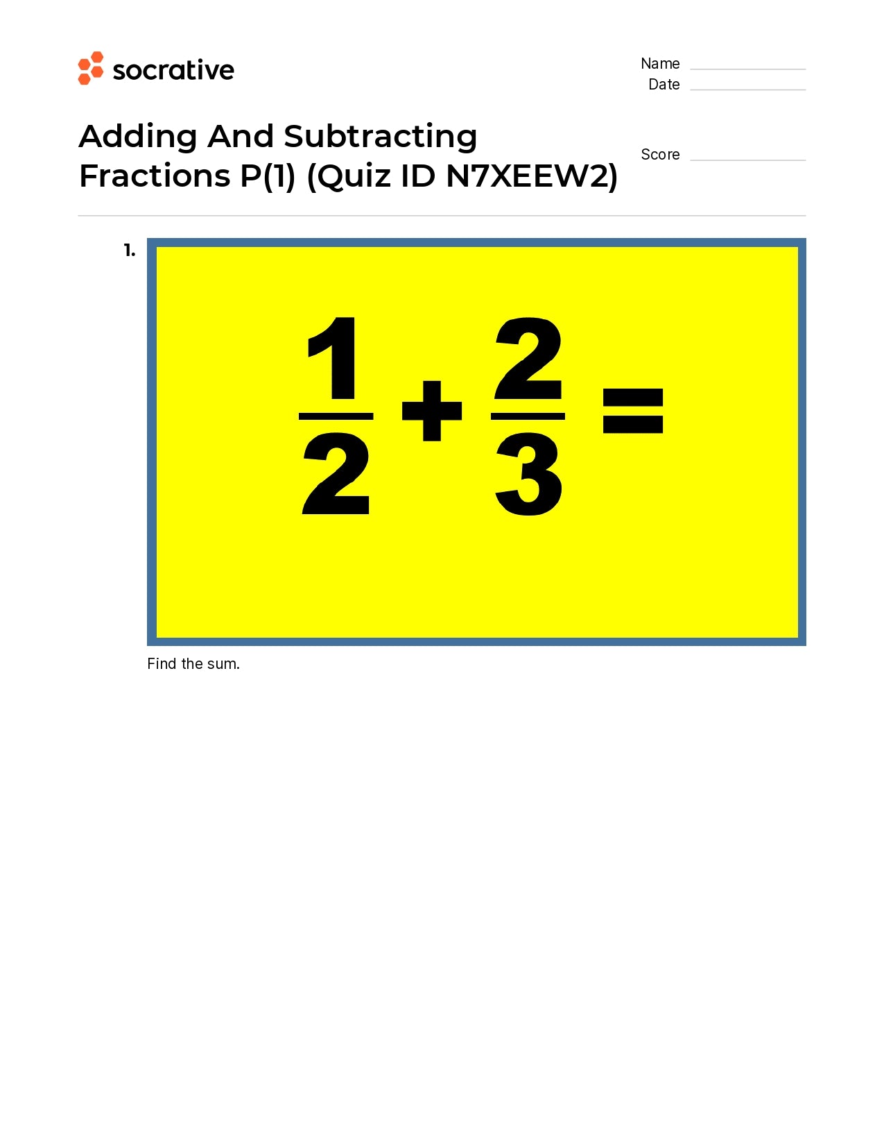Adding  And Subtracting Fractions P(1)
