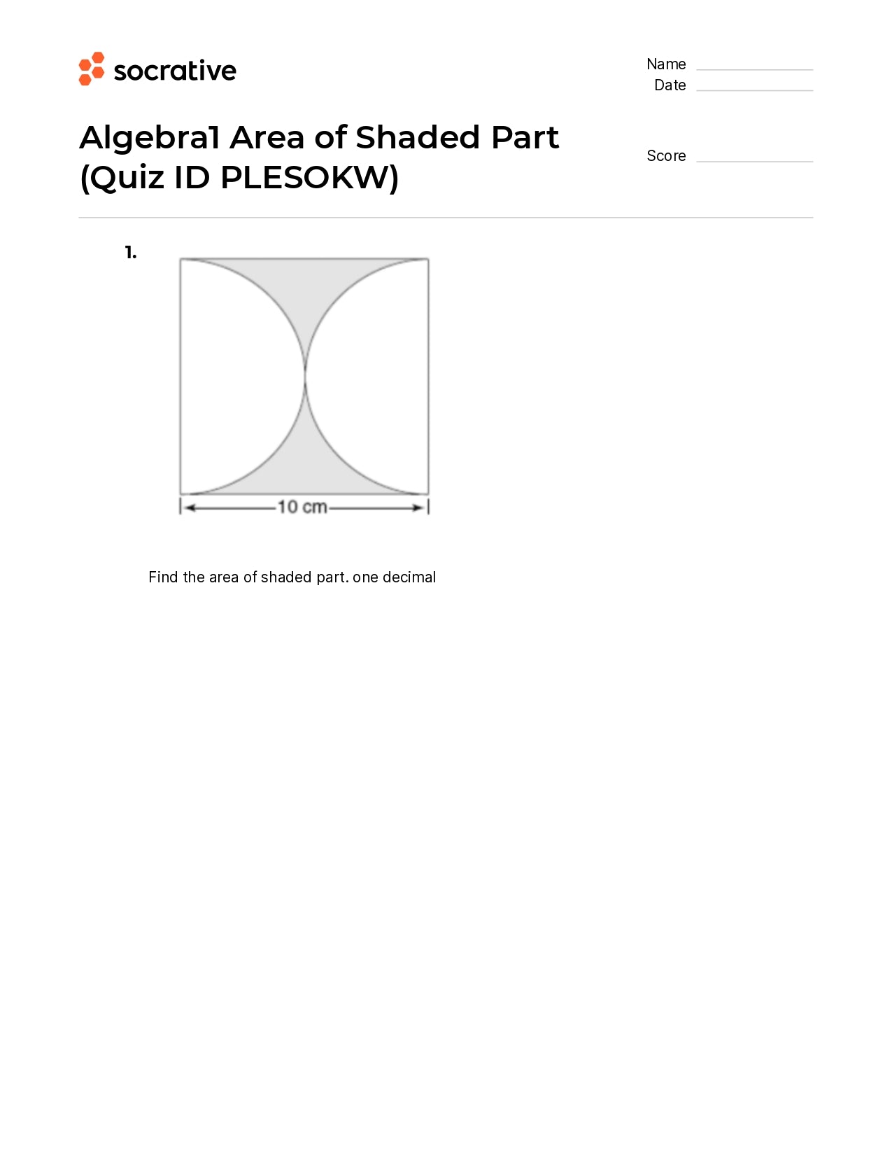 Algebra 1 Area Of Shaded Part
