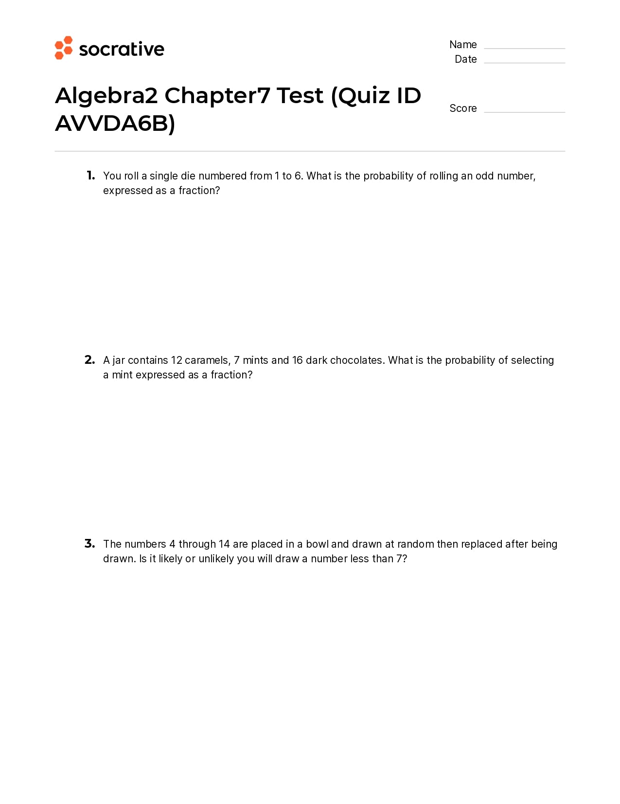 Algebra 2 Chapter7 Test