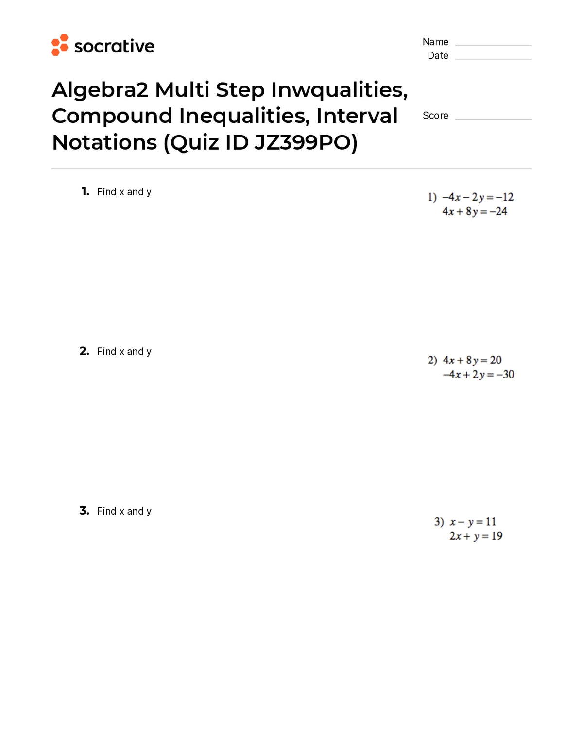 Algebra 2 Multi Step Inwqualities Compound Inequalities Interval ...