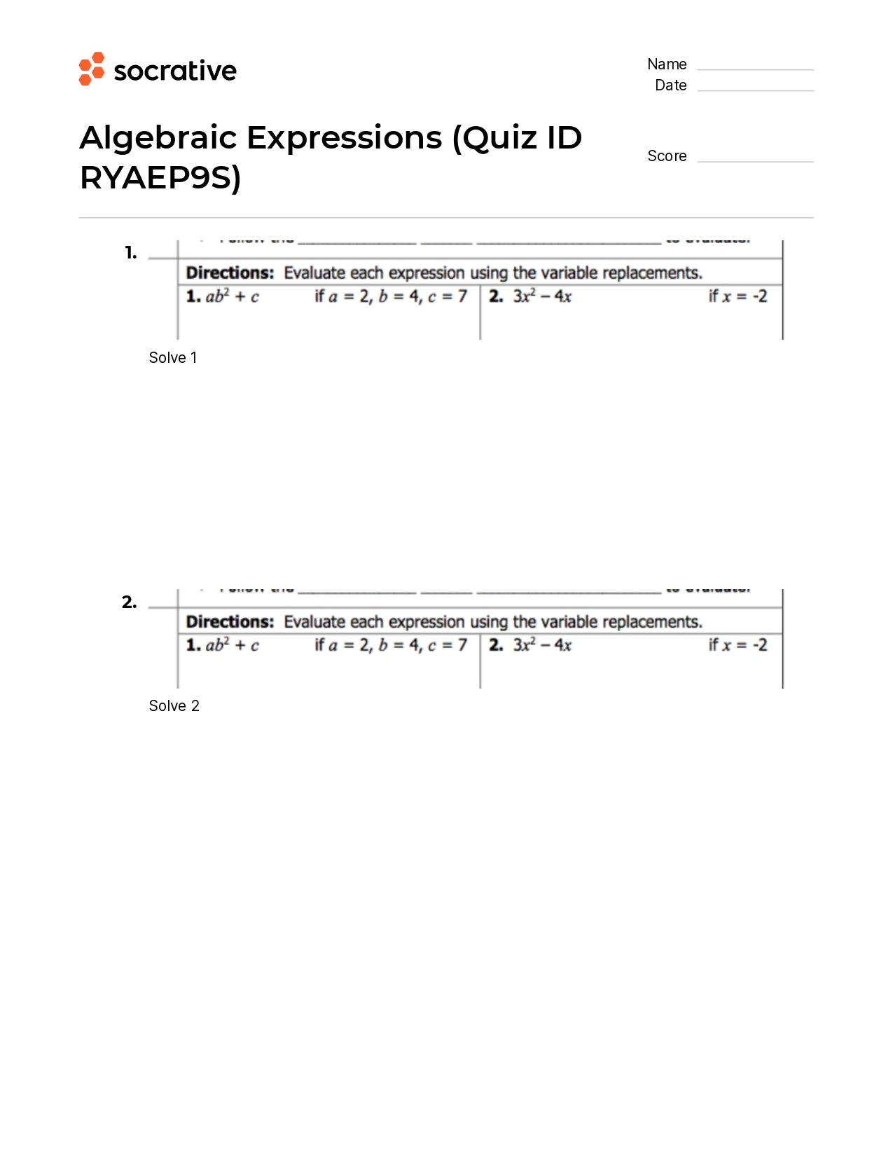 Algebraic Expressions