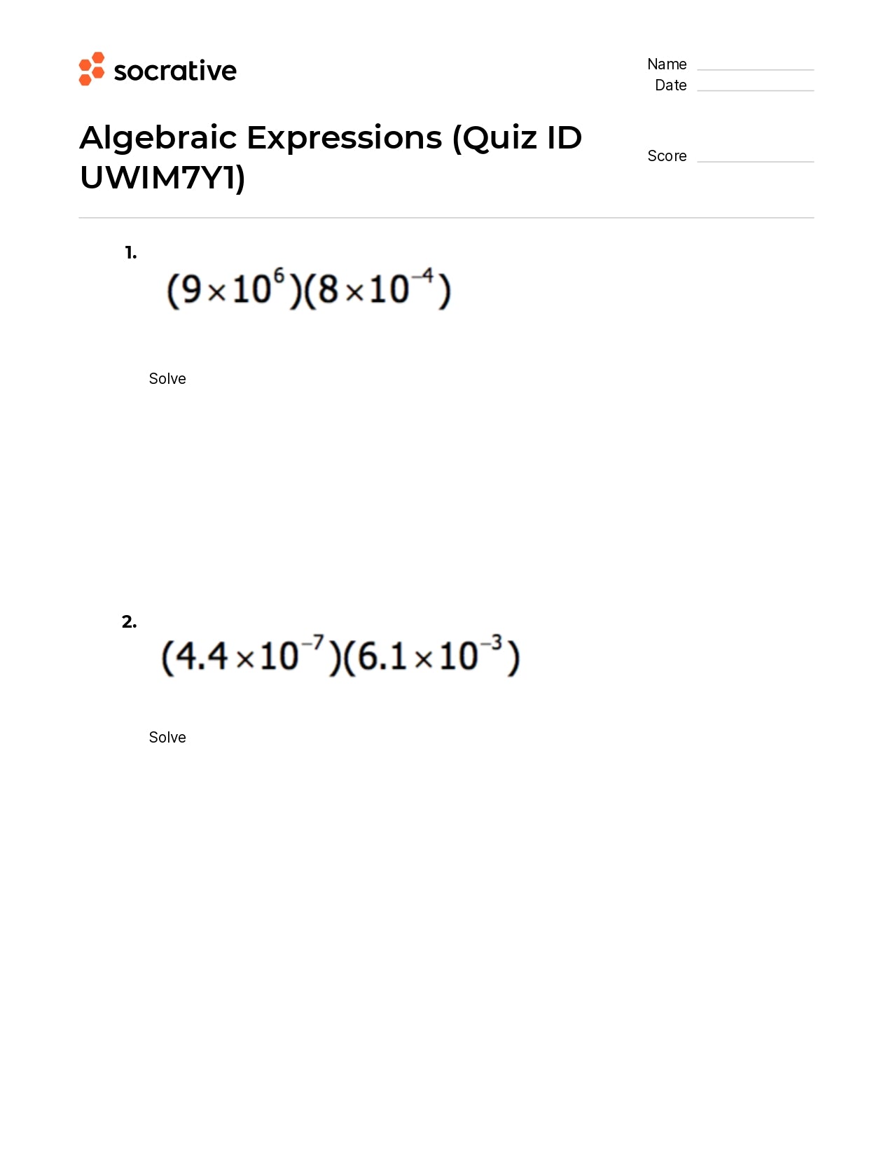 Algebraic Expressions