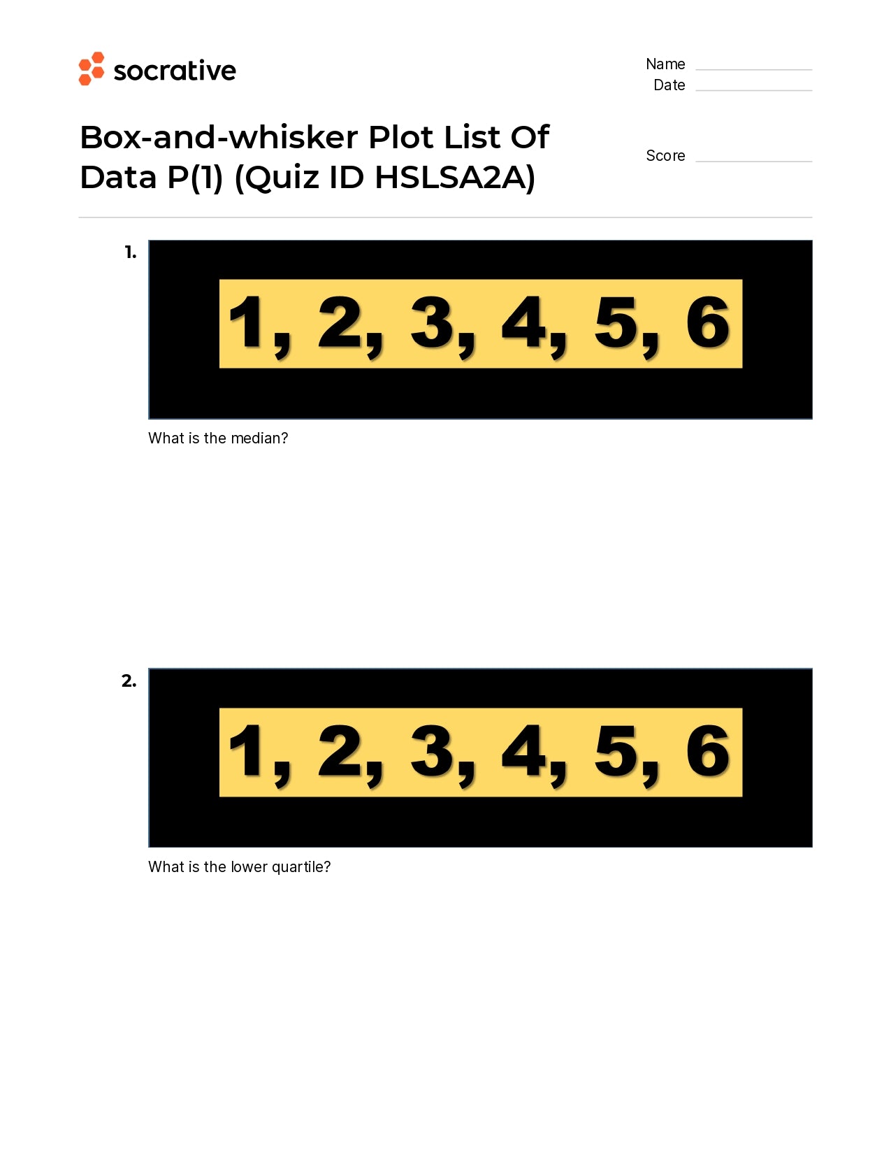 Box-And-Whisker Plot List Of Data P(1)