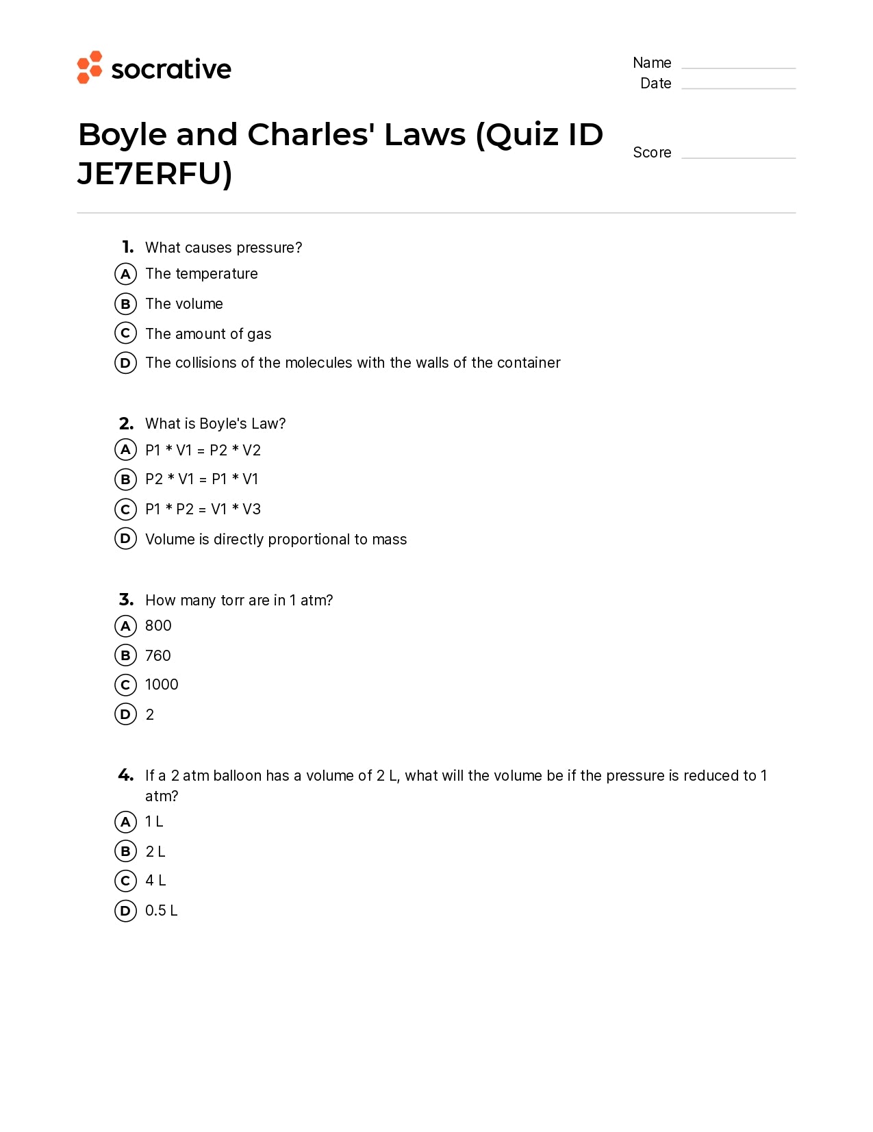 Boyle And Charles' Laws