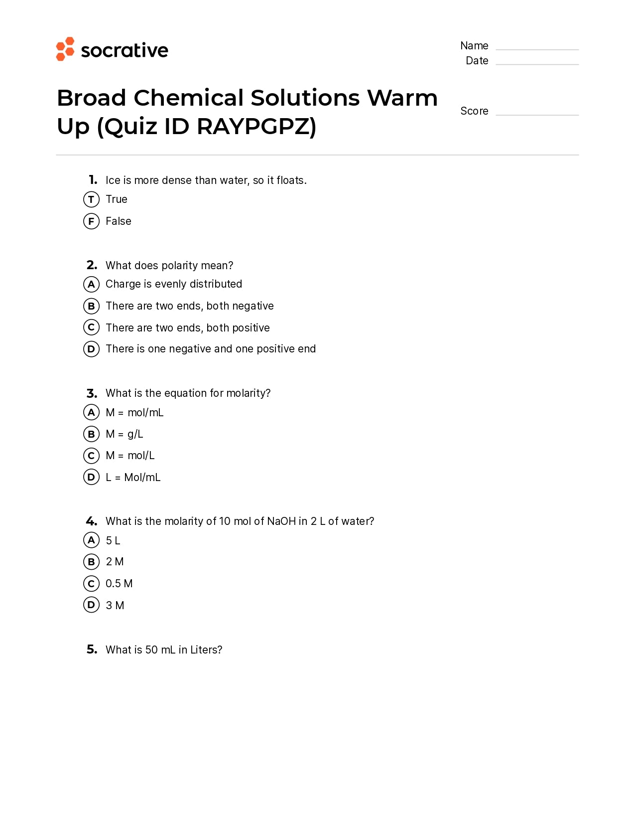 Broad Chemical Solutions Warm Up