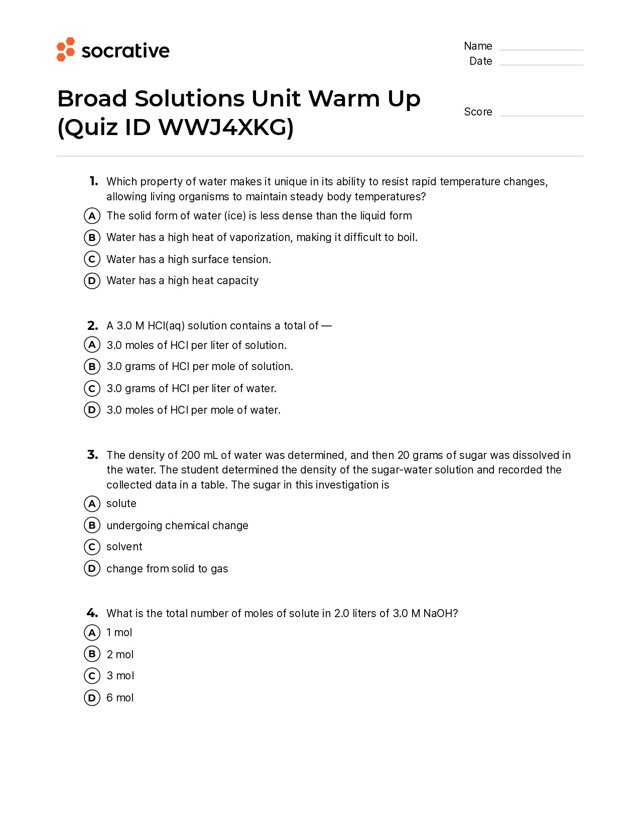 Broad Solutions Unit Warm Up