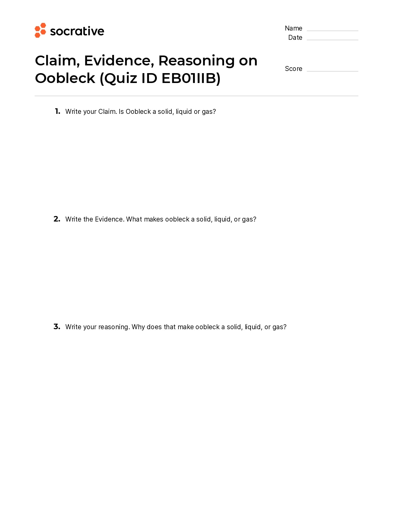 Claim Evidence Reasoning On Oobleck