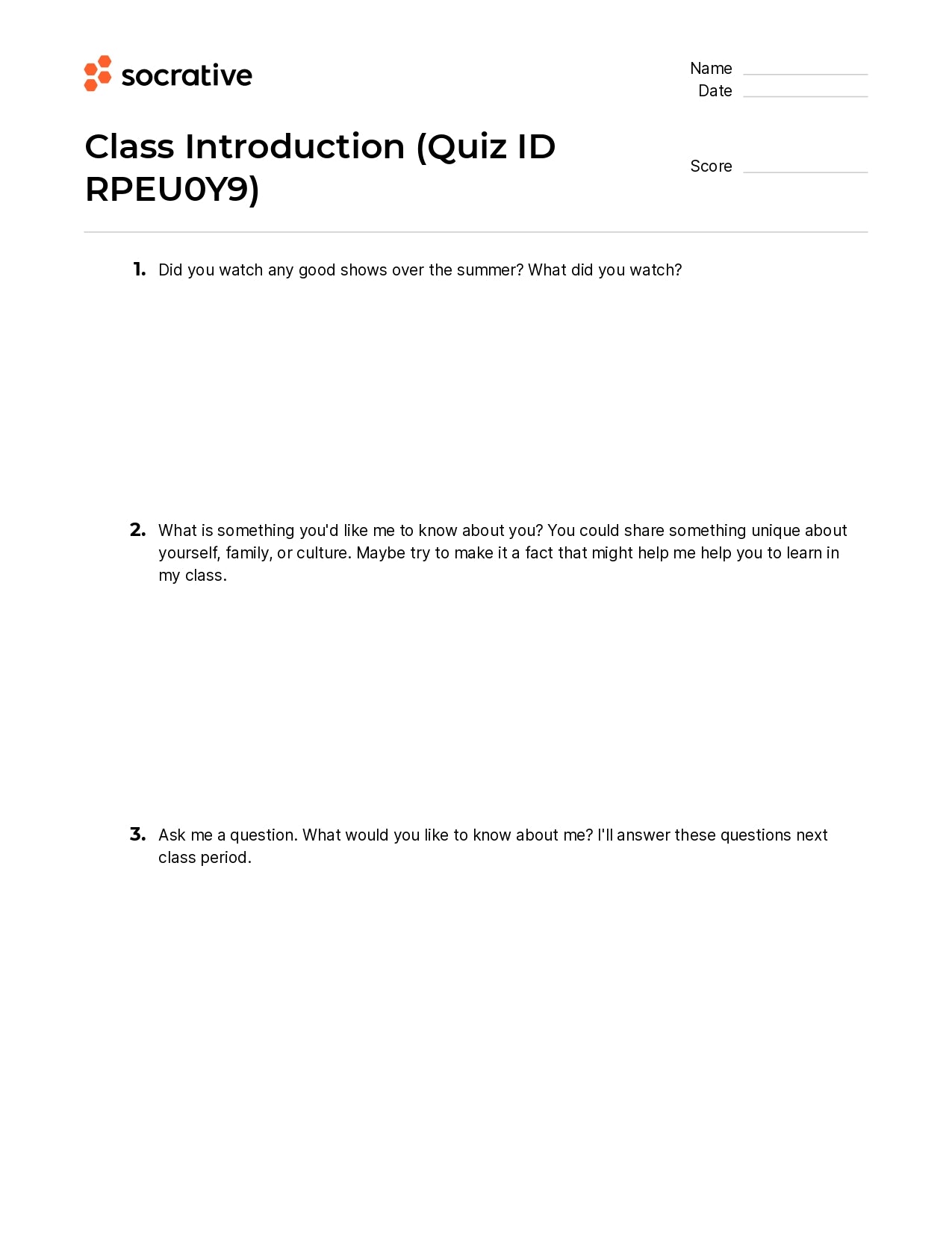 Class Introduction
