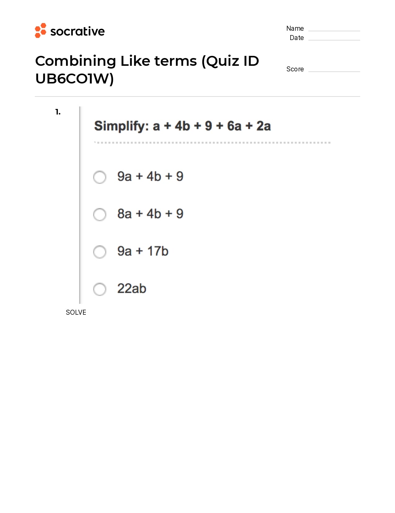 Combining Like Terms