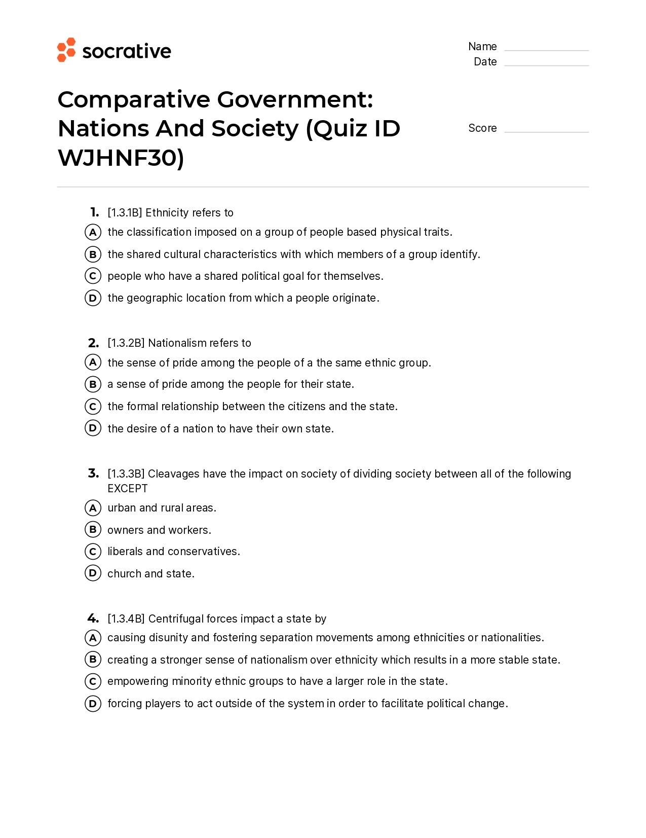 Comparative Government Nations And Society