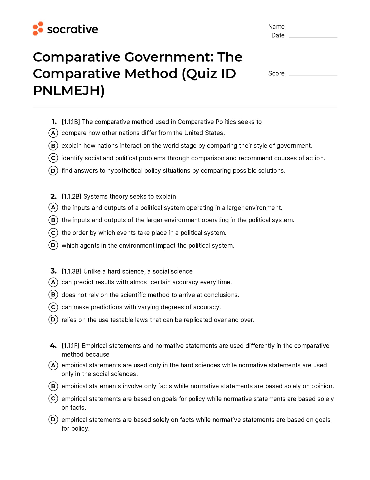 Comparative Government The Comparative Method