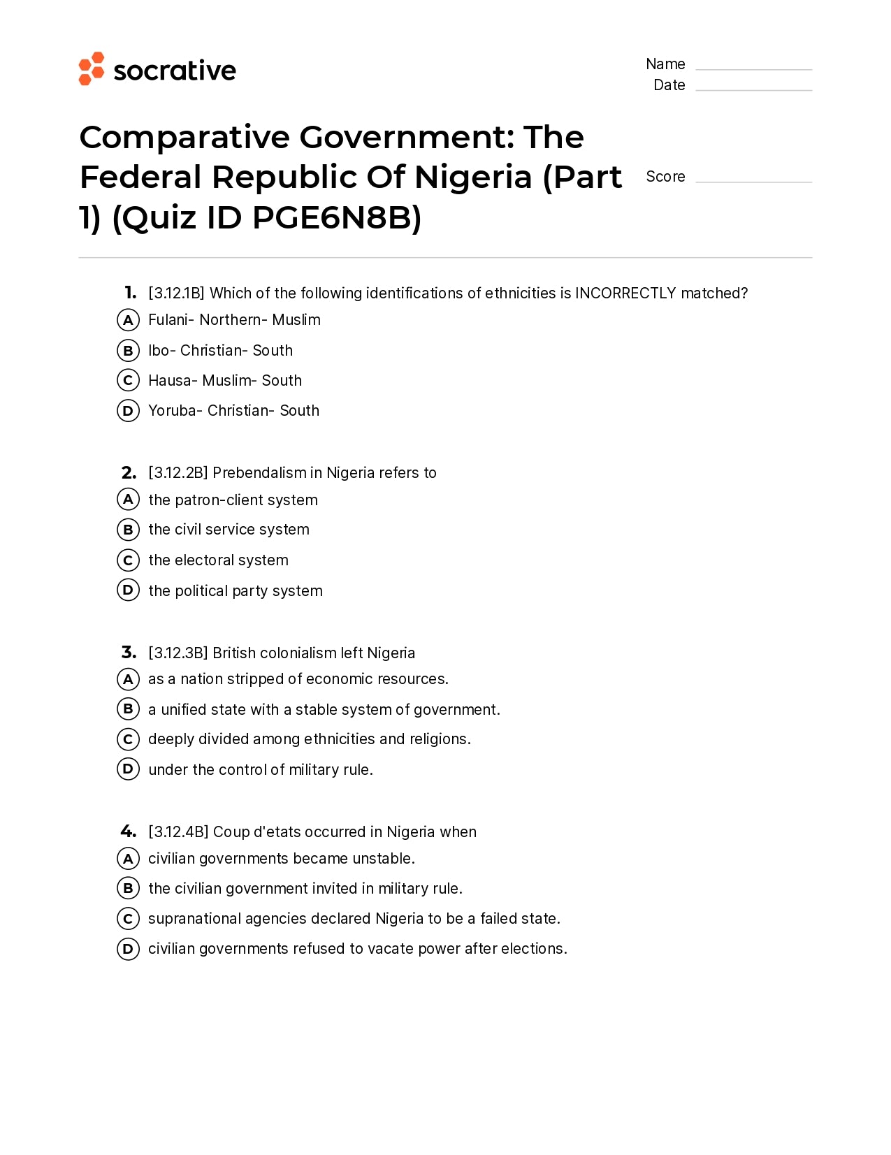 Comparative Government The Federal Republic Of Nigeria (Part 1)