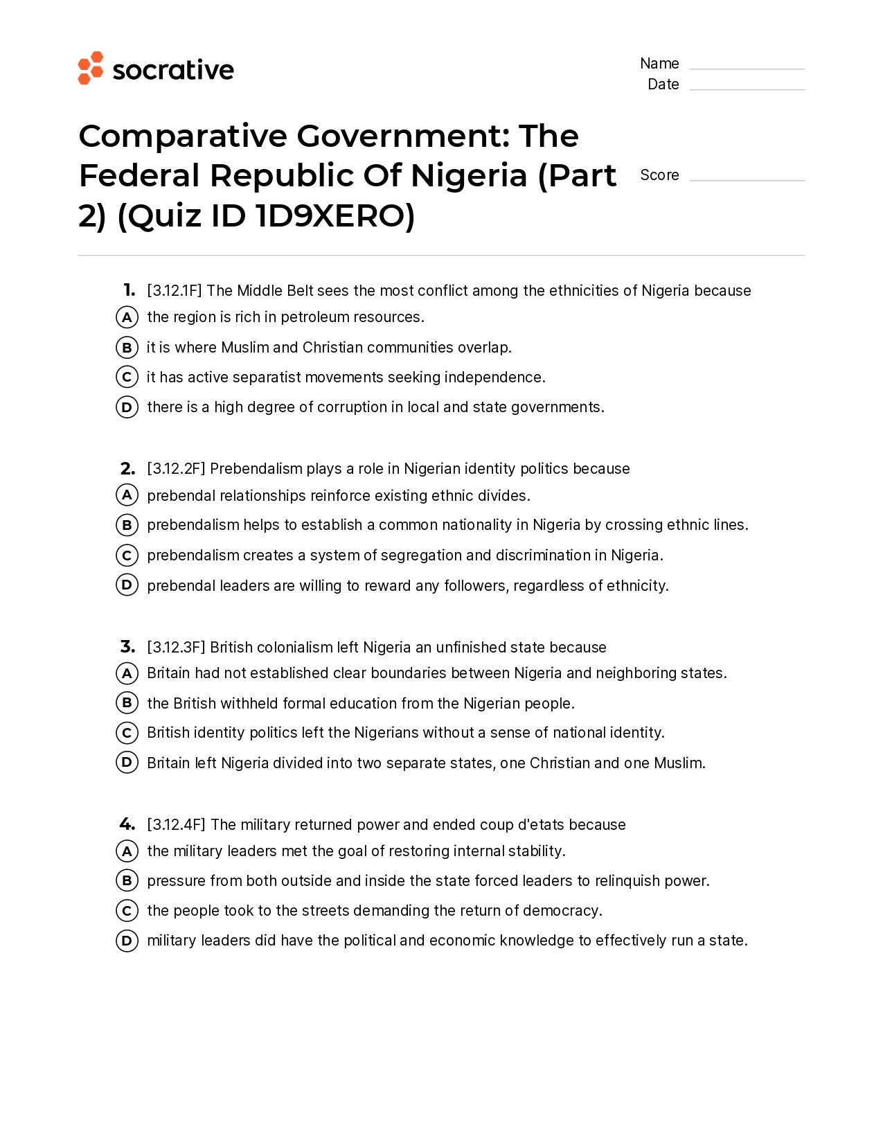 Comparative Government The Federal Republic Of Nigeria (Part 2)
