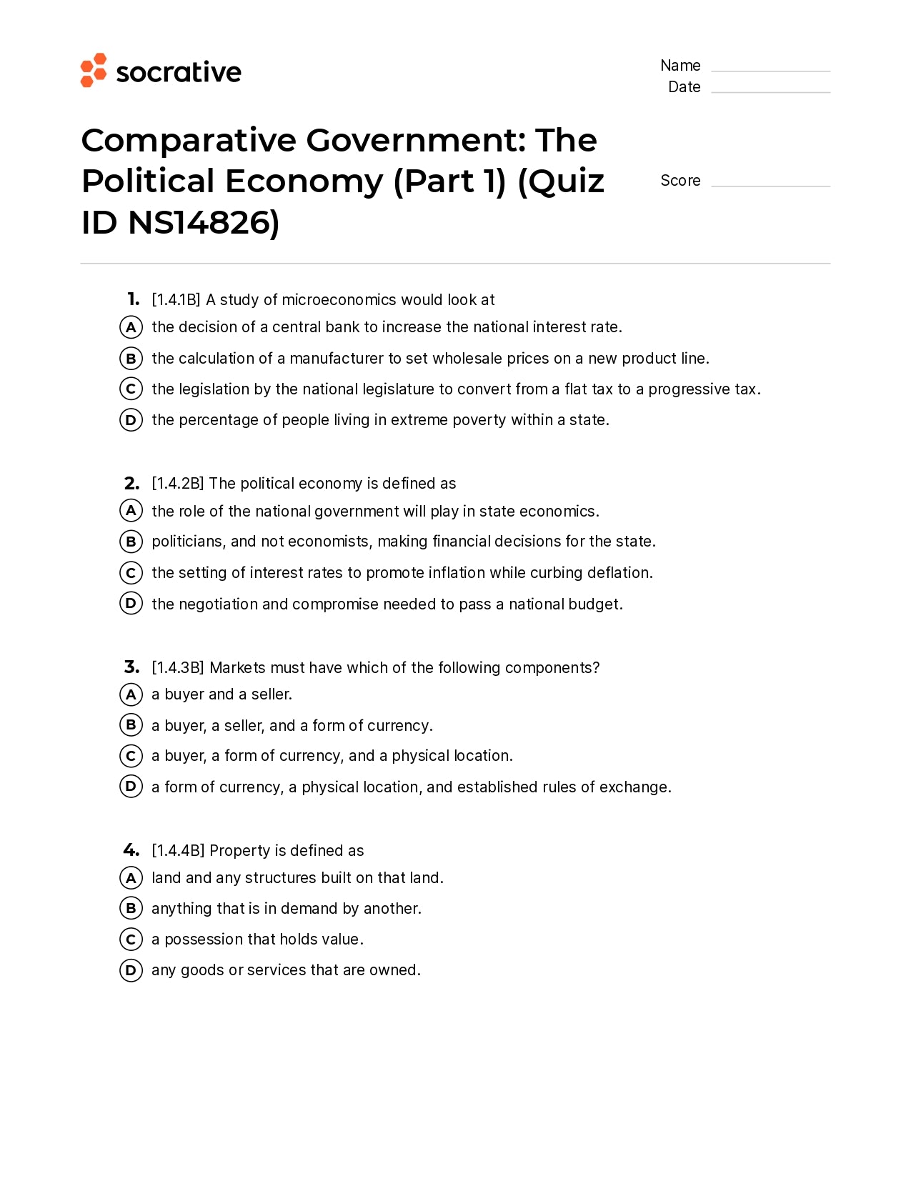 Comparative Government The Political Economy (Part 1)