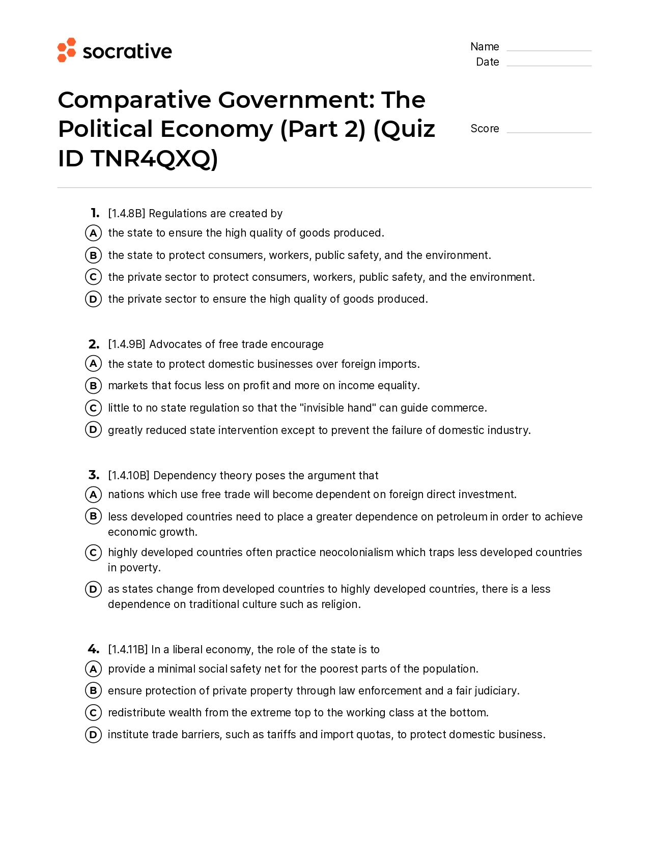 Comparative Government The Political Economy (Part 2)