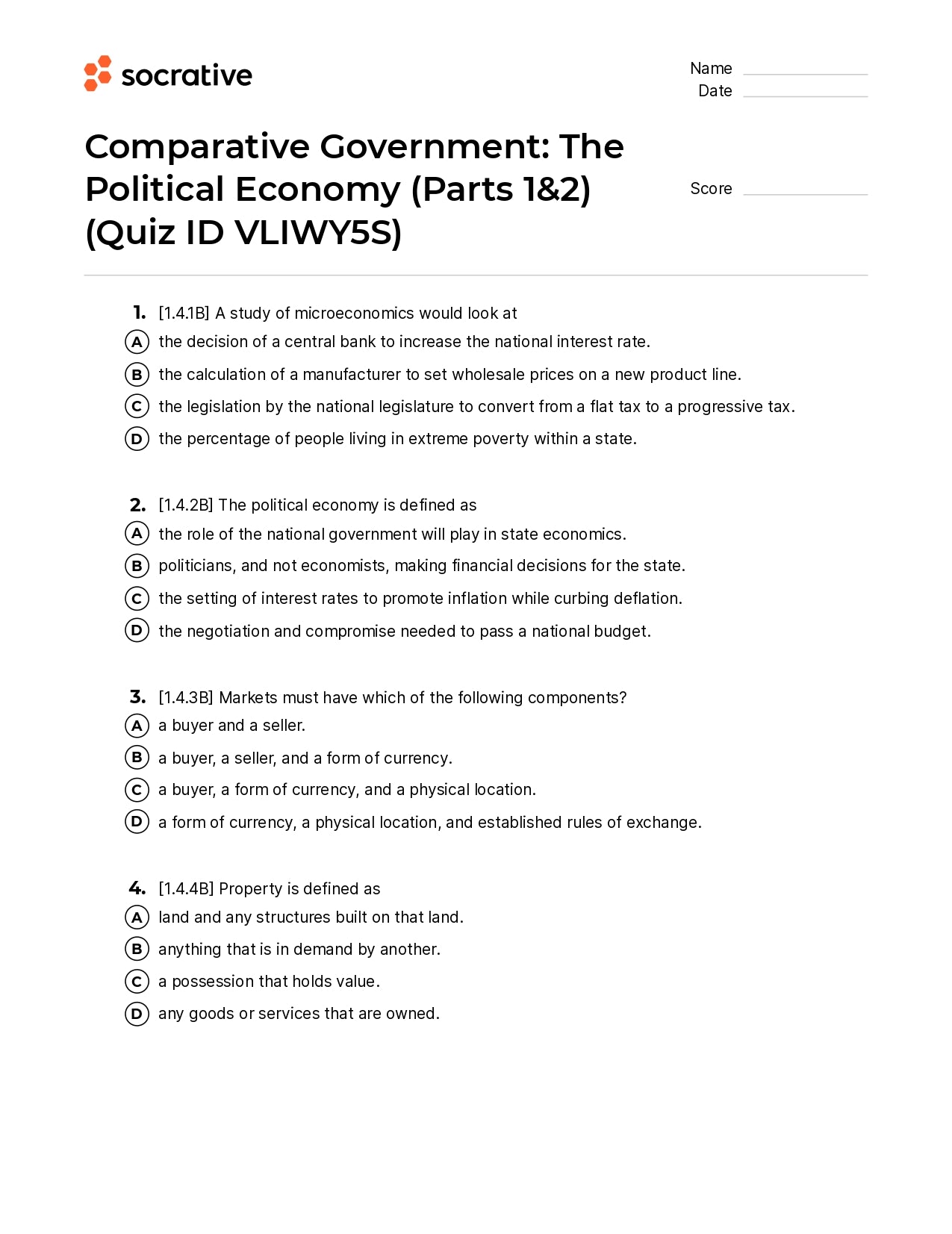 Comparative Government The Political Economy (Parts 1&2)