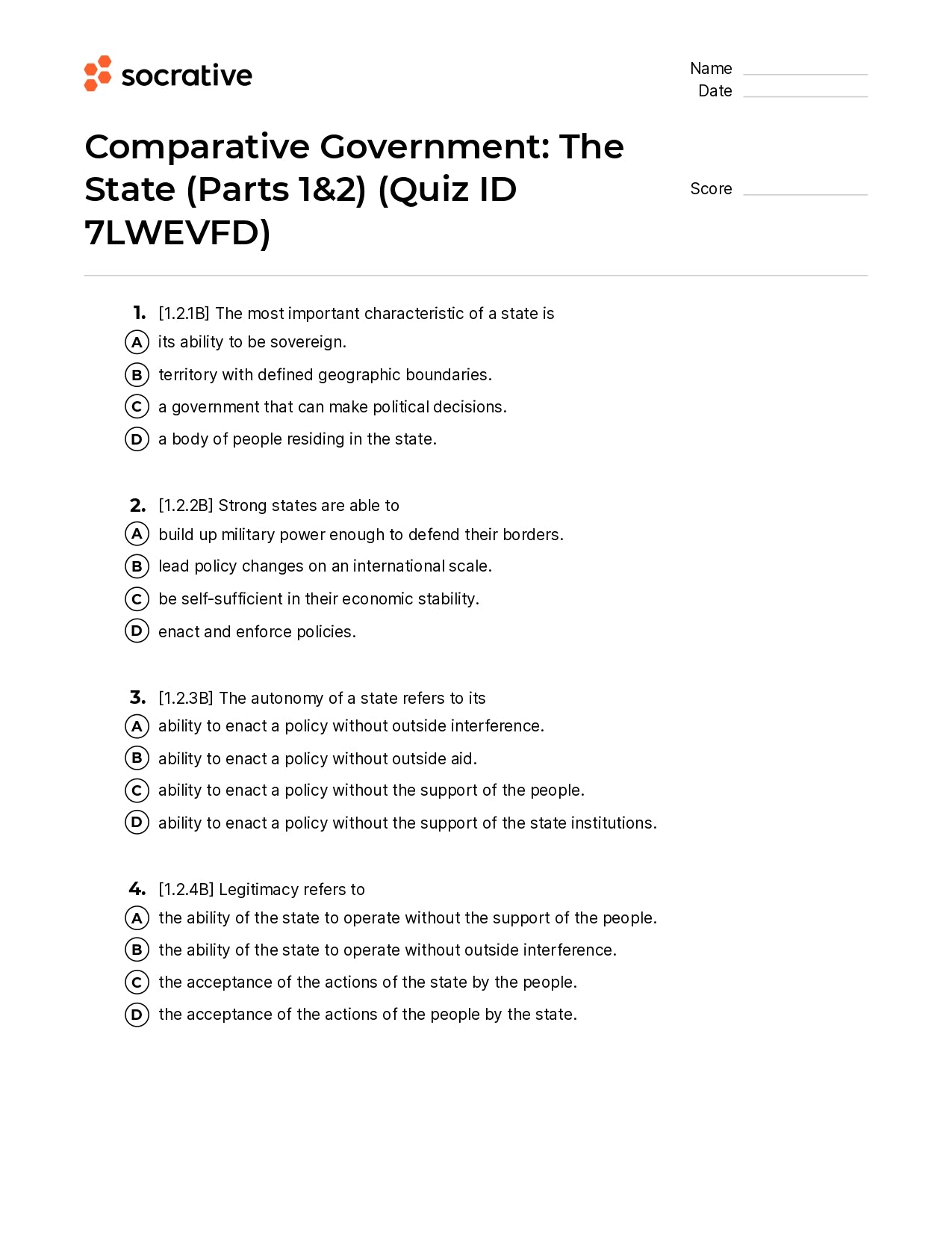 Comparative Government The State (Parts 1&2)