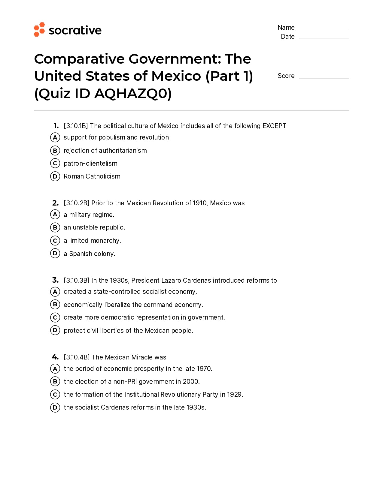 Comparative Government The United States Of Mexico (Part 1)