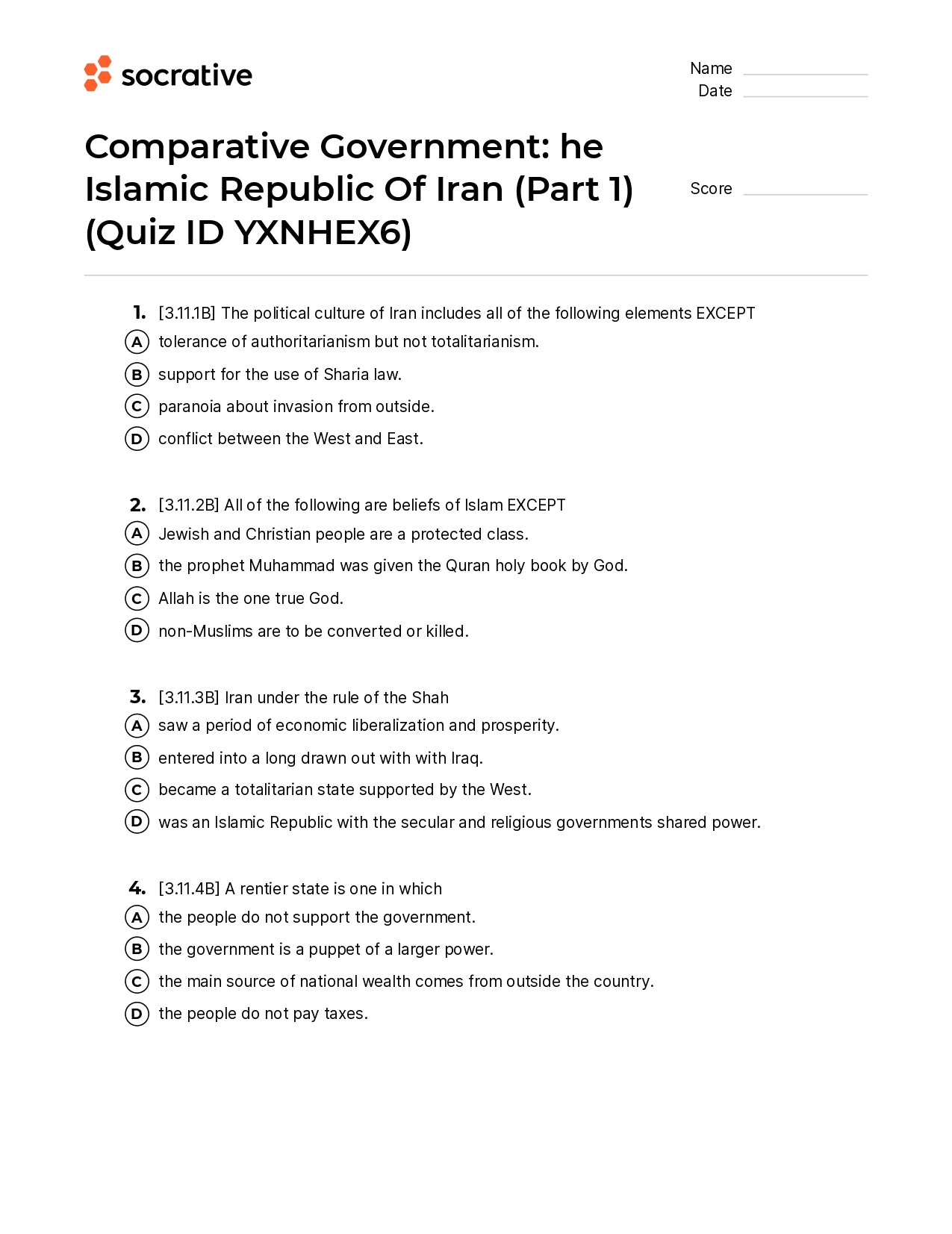 Comparative Government He Islamic Republic Of Iran (Part 1)