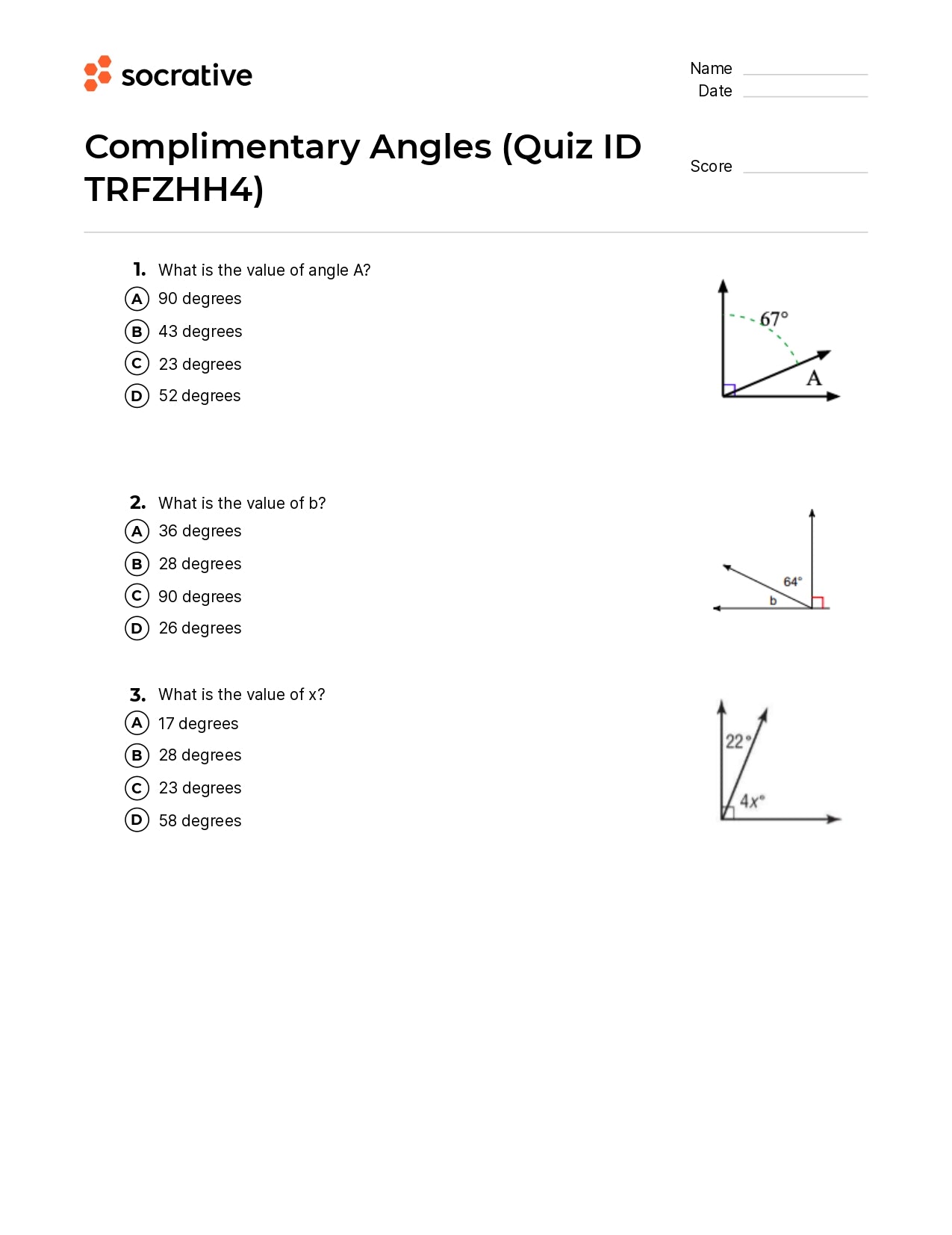 Complimentary Angles