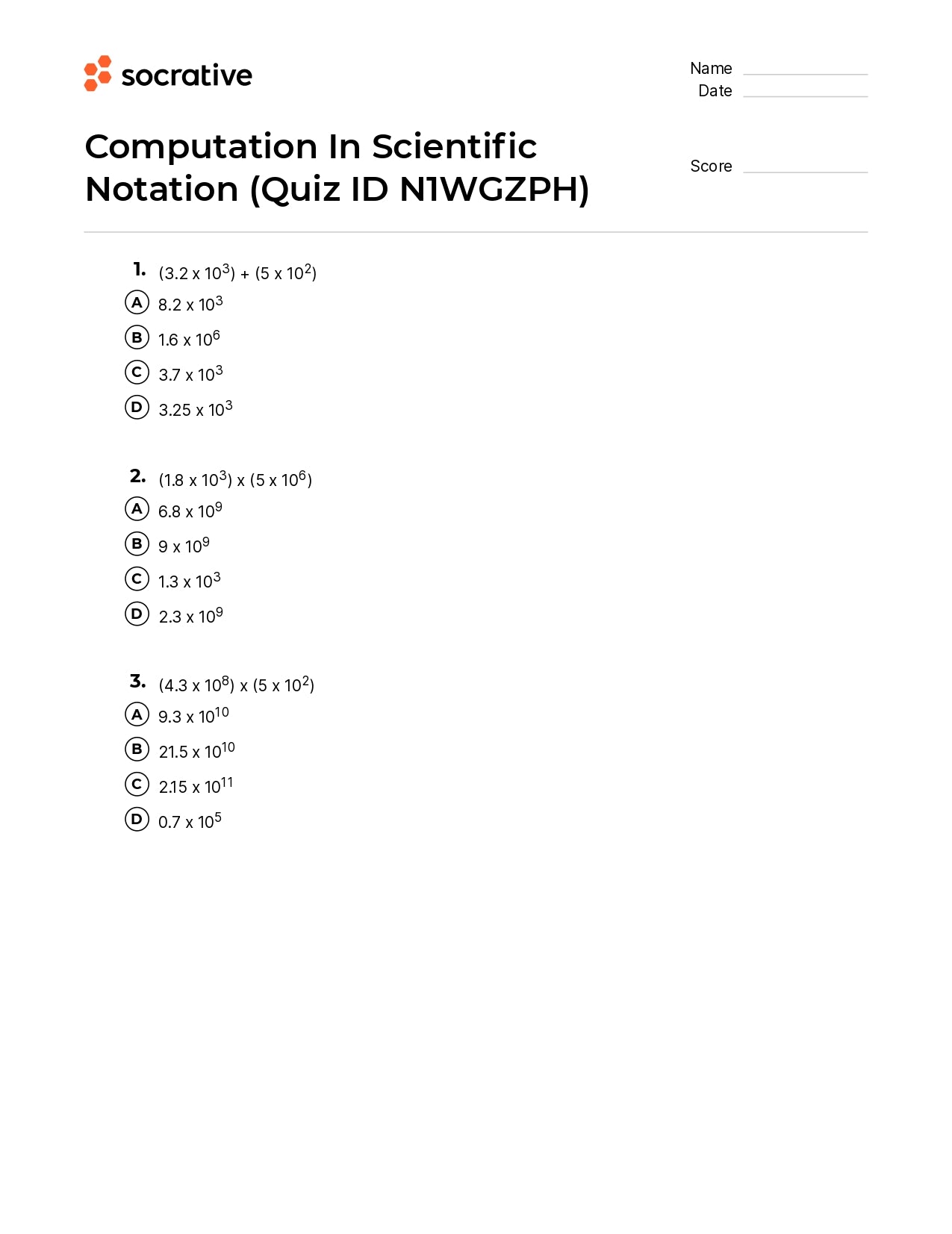 Computation In Scientific Notation