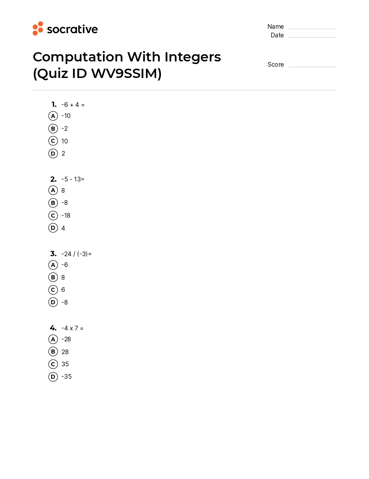 Computation With Integers