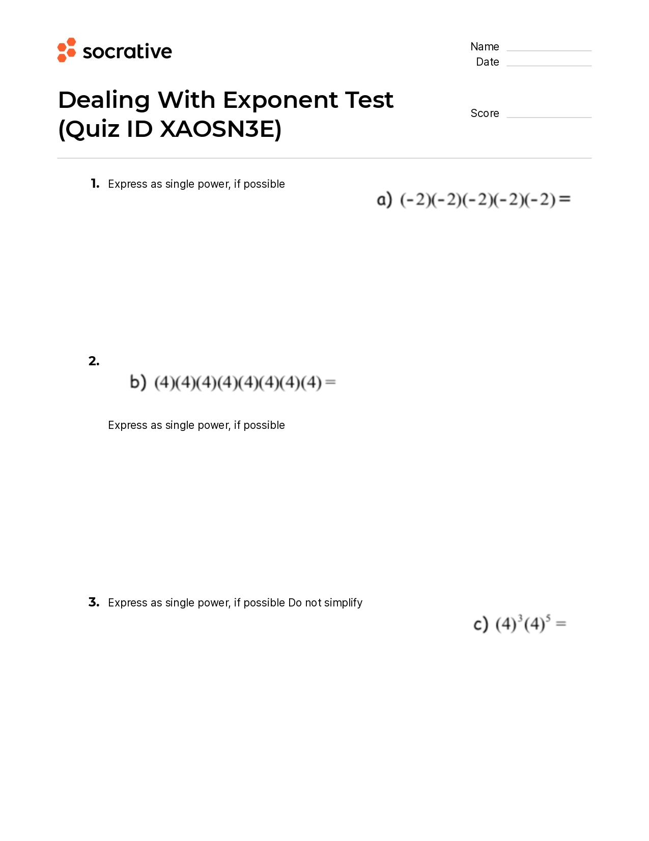 Dealing With Exponent Test