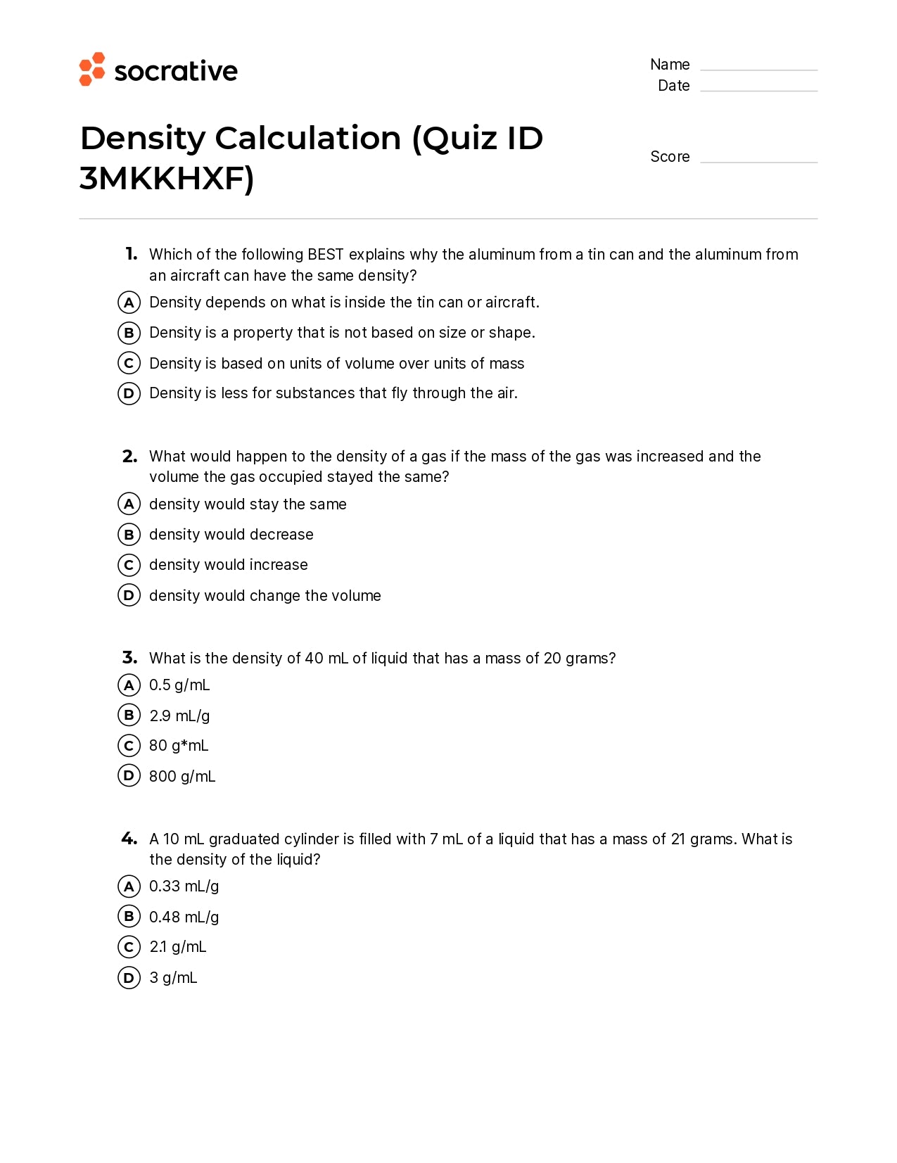 Density Calculation