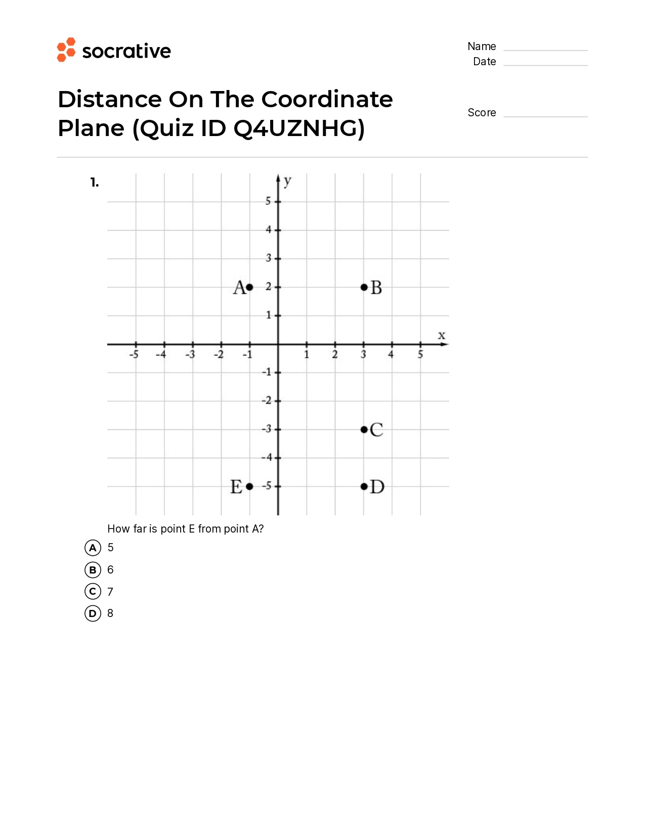 Distance On The Coordinate Plane