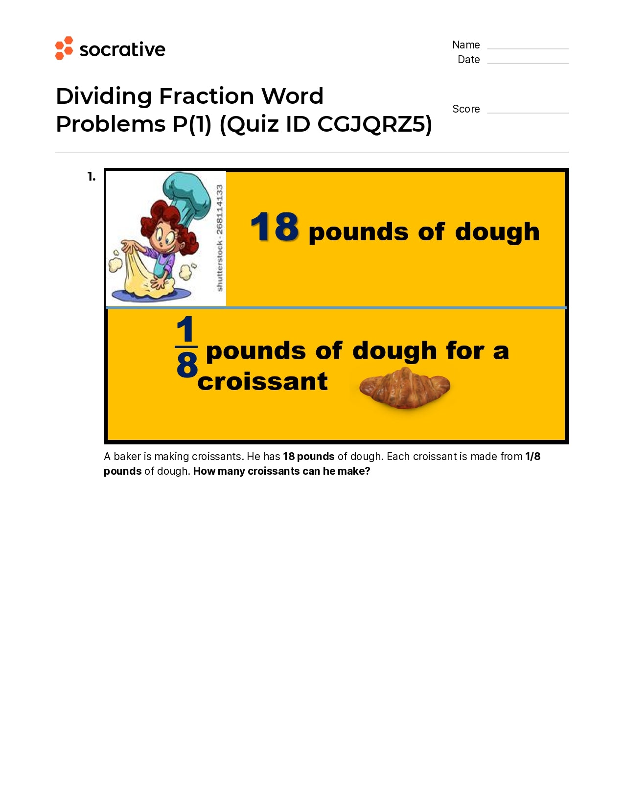 Dividing Fraction Word Problems P(1)