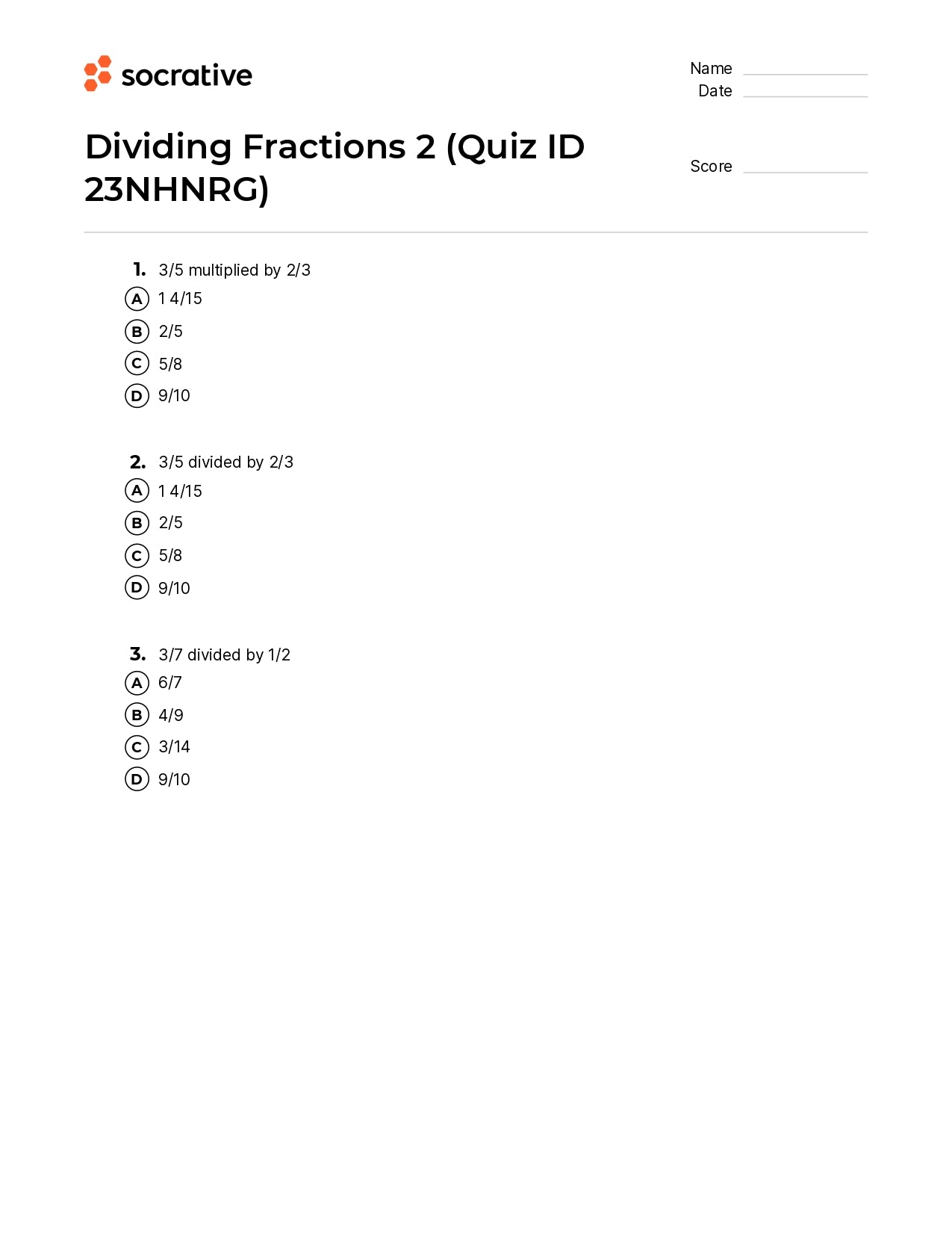 Dividing Fractions 2