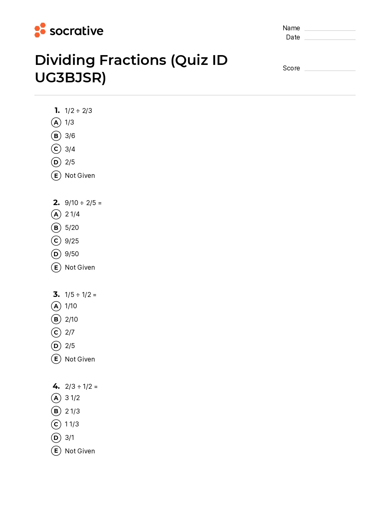 Dividing Fractions