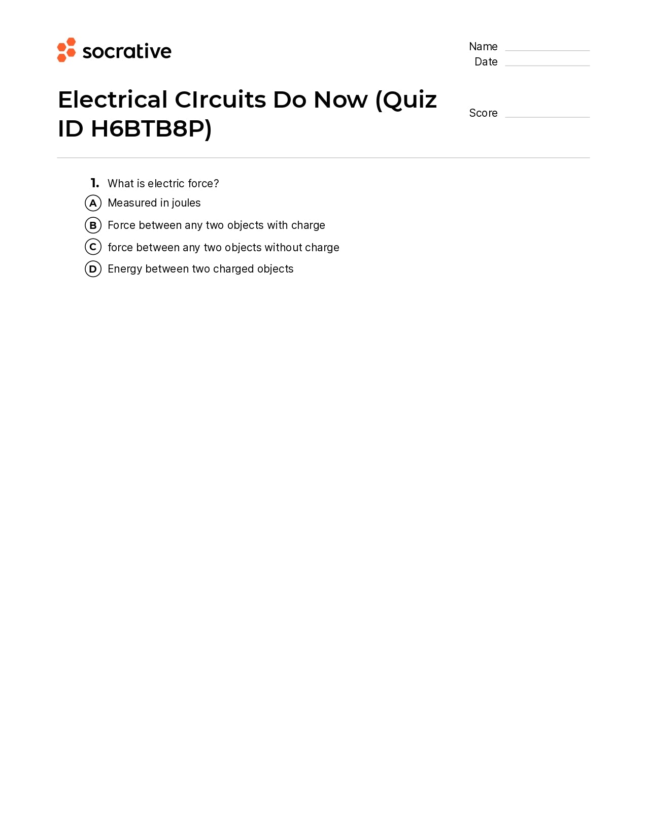 Electrical Circuits Do Now