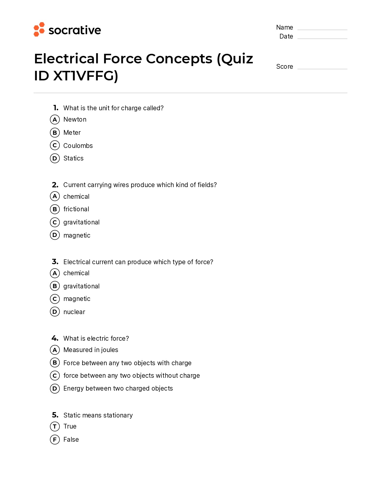 Electrical Force Concepts