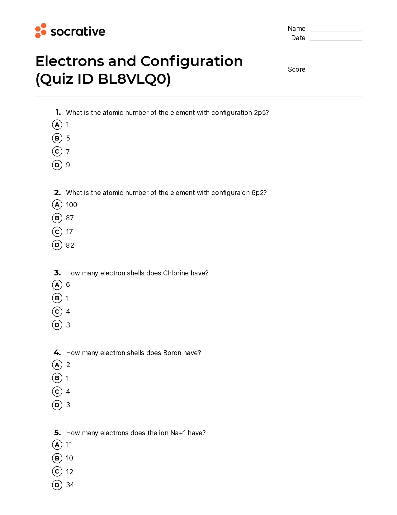 Electrons And Configuration