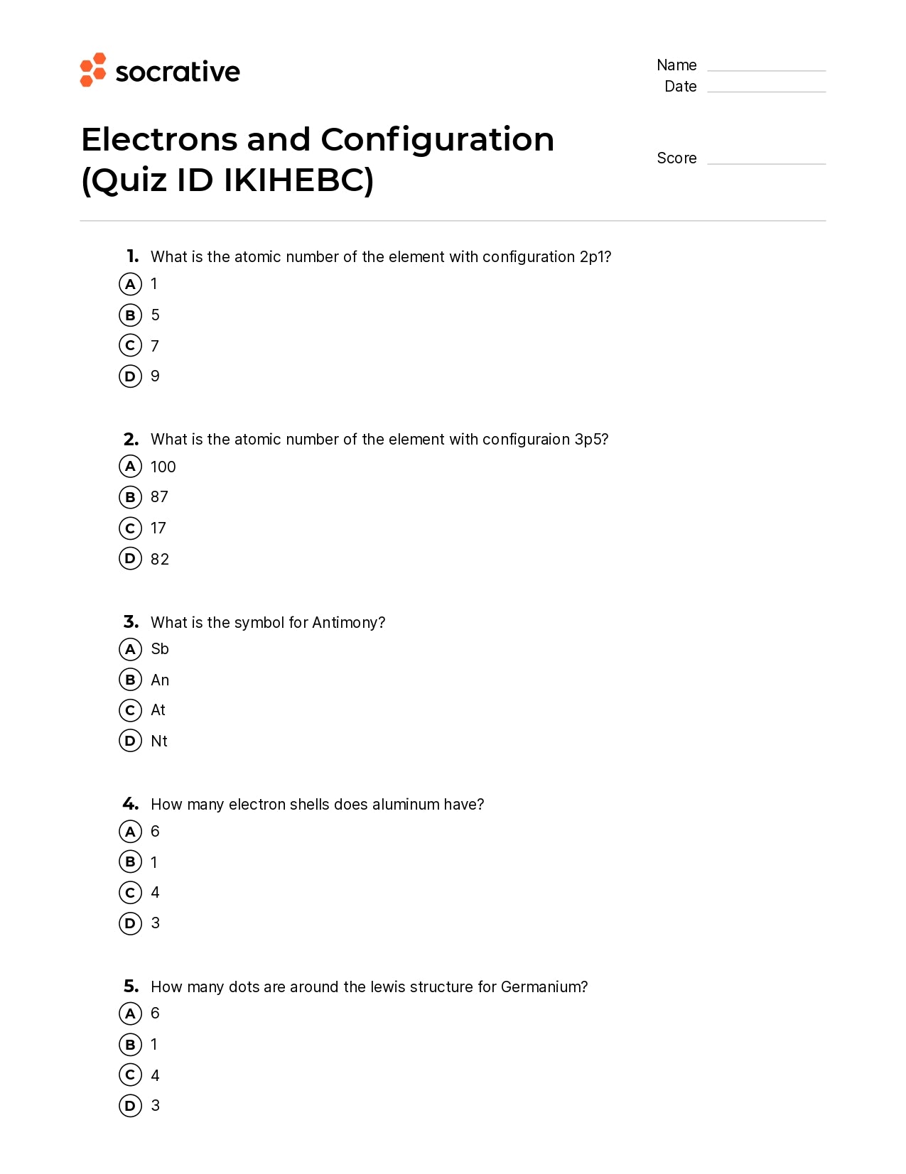 Electrons And Configuration